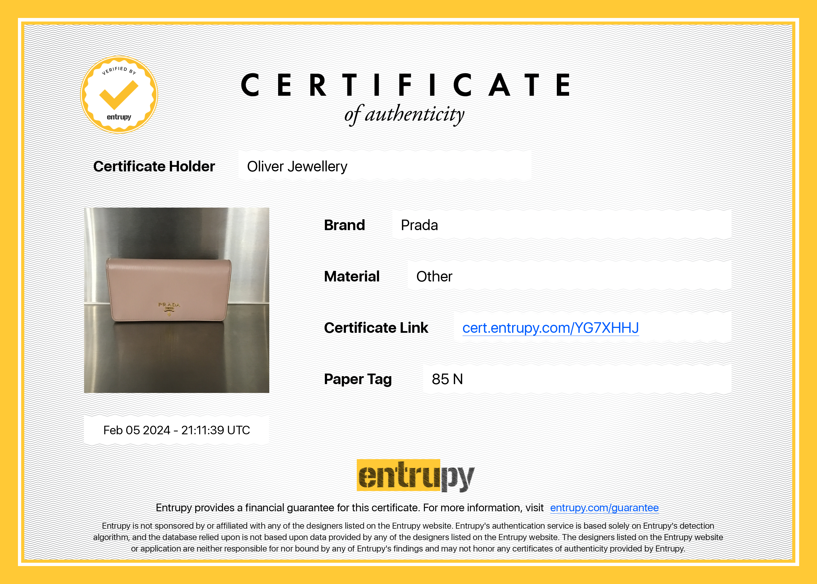 Prada Beige Vitello Move Wallet on Chain w/ Box & Authenticity Card