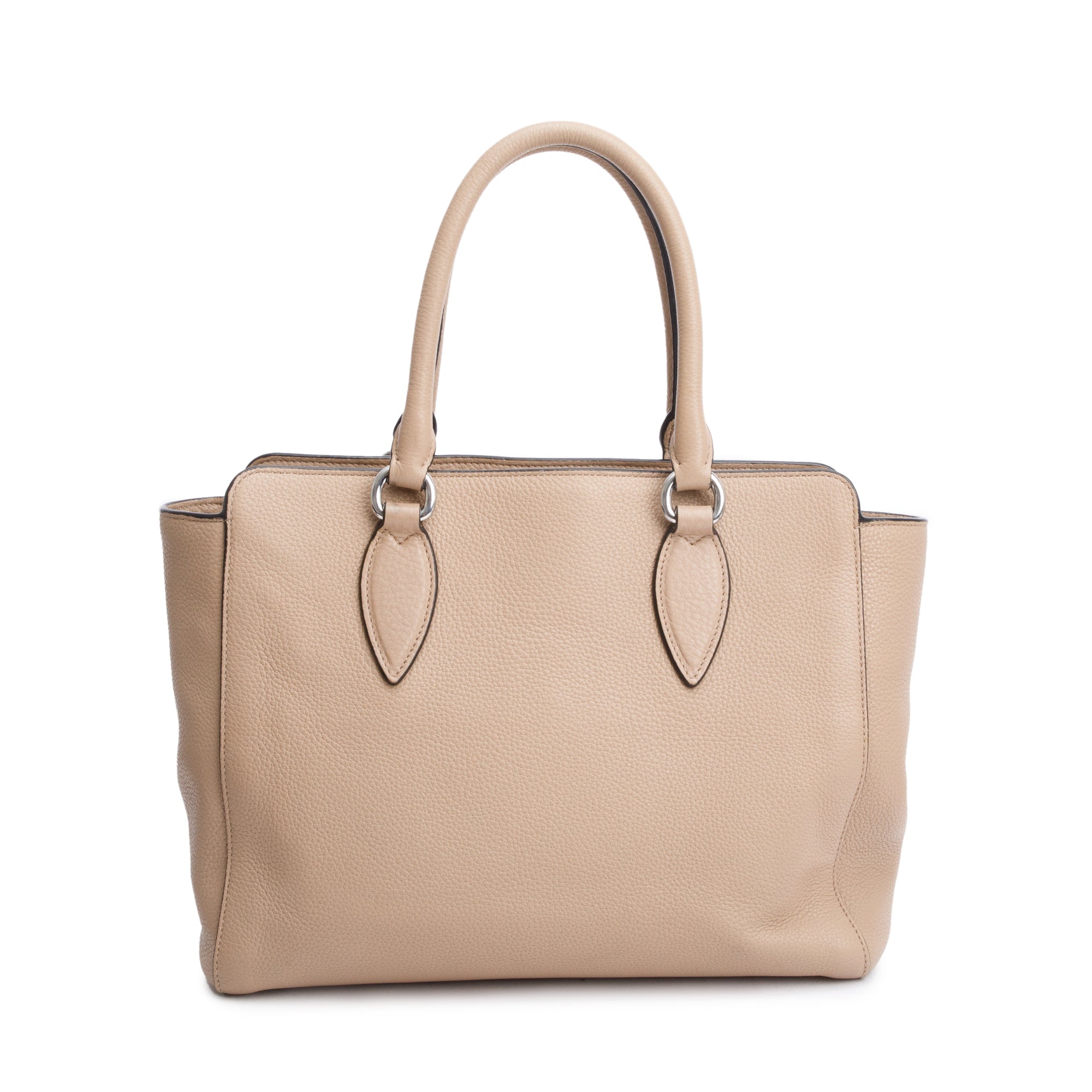 Prada Beige Vitello Phenix Two-Way Zip Tote w/ Strap