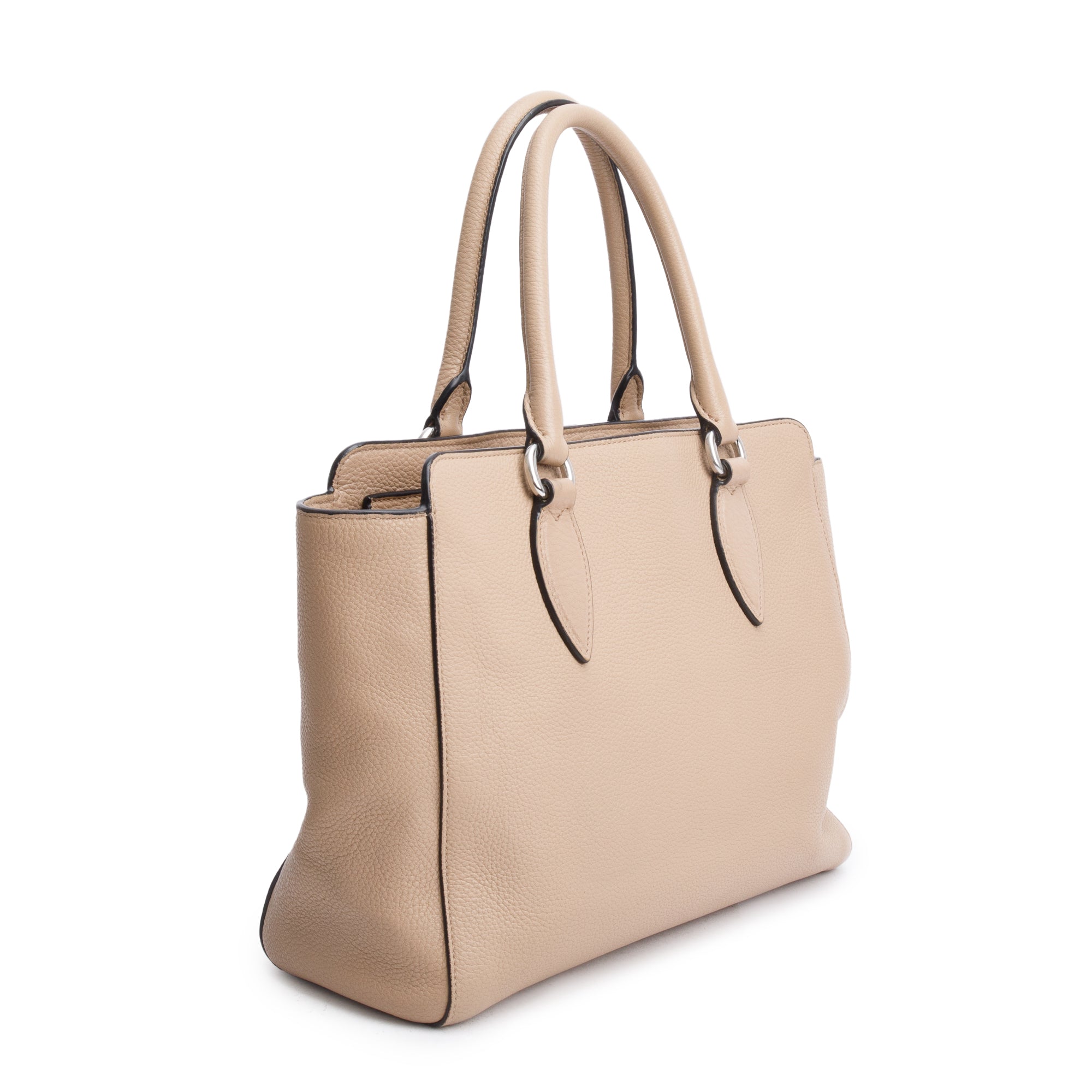 Prada Beige Vitello Phenix Two-Way Zip Tote w/ Strap