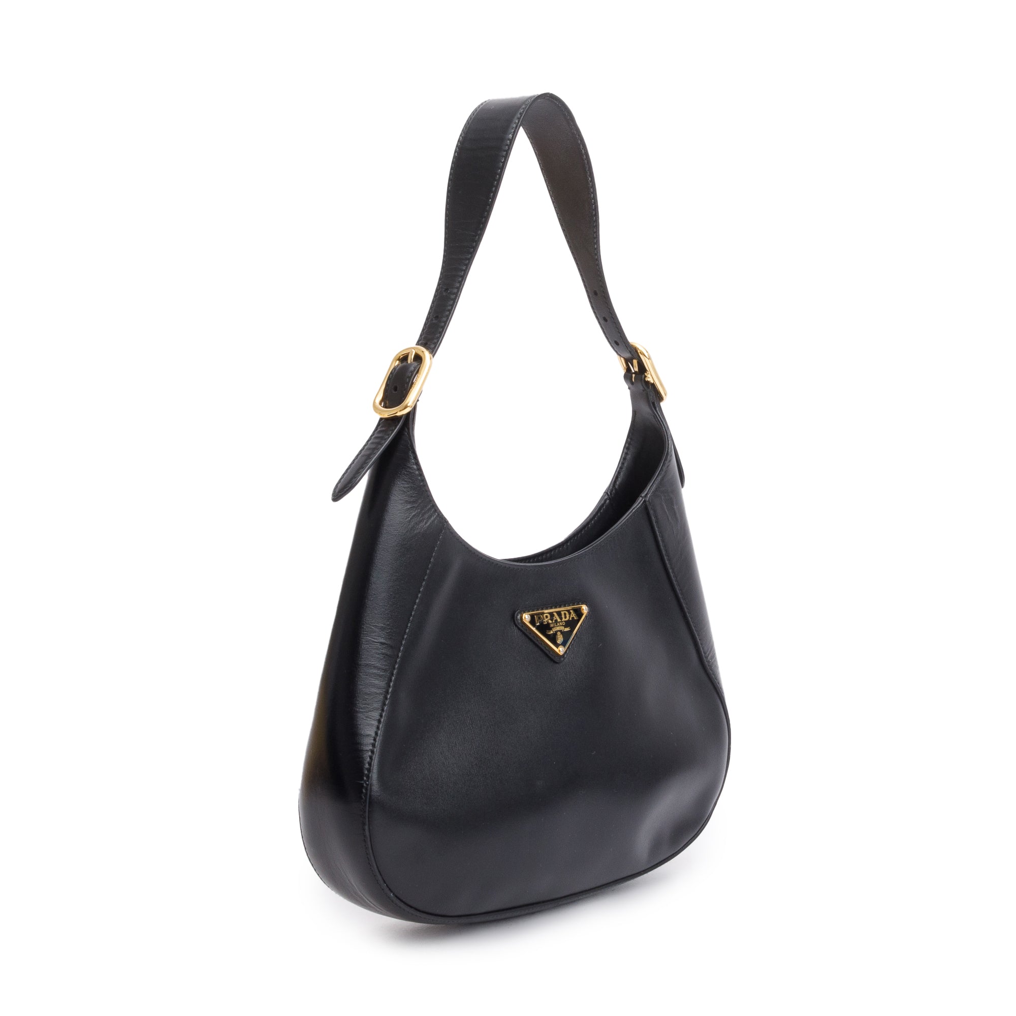 Prada Black Box Calf Leather Cleo Bag w/ Authenticity Card