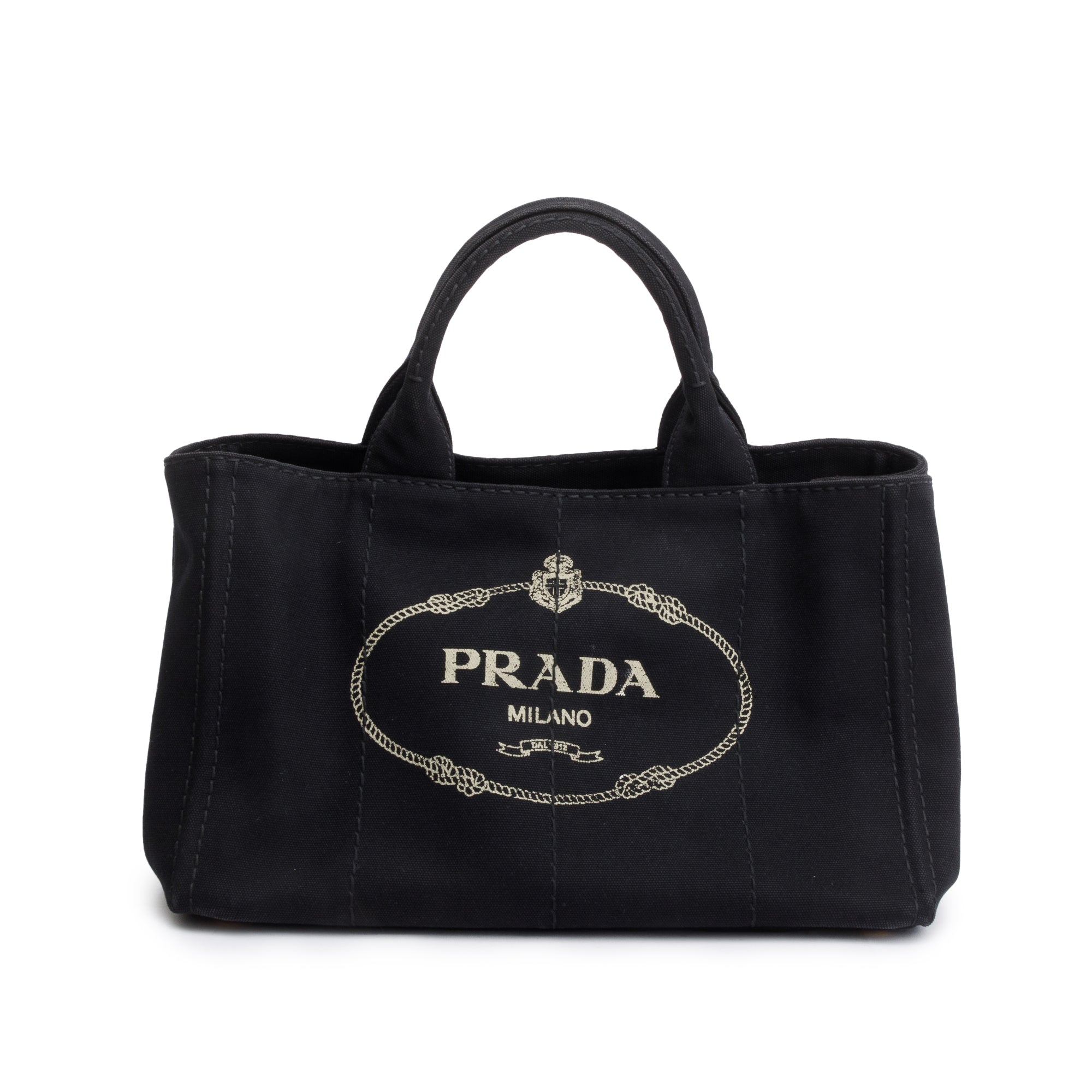 Prada Black Canvas Canapa Logo Tote w/ Strap