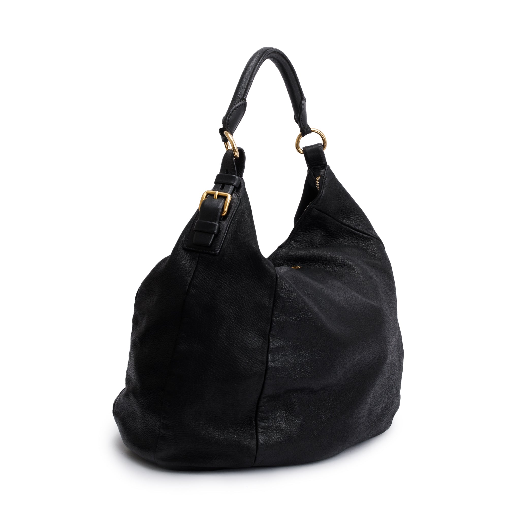 Prada Black Cervo Shine Hobo