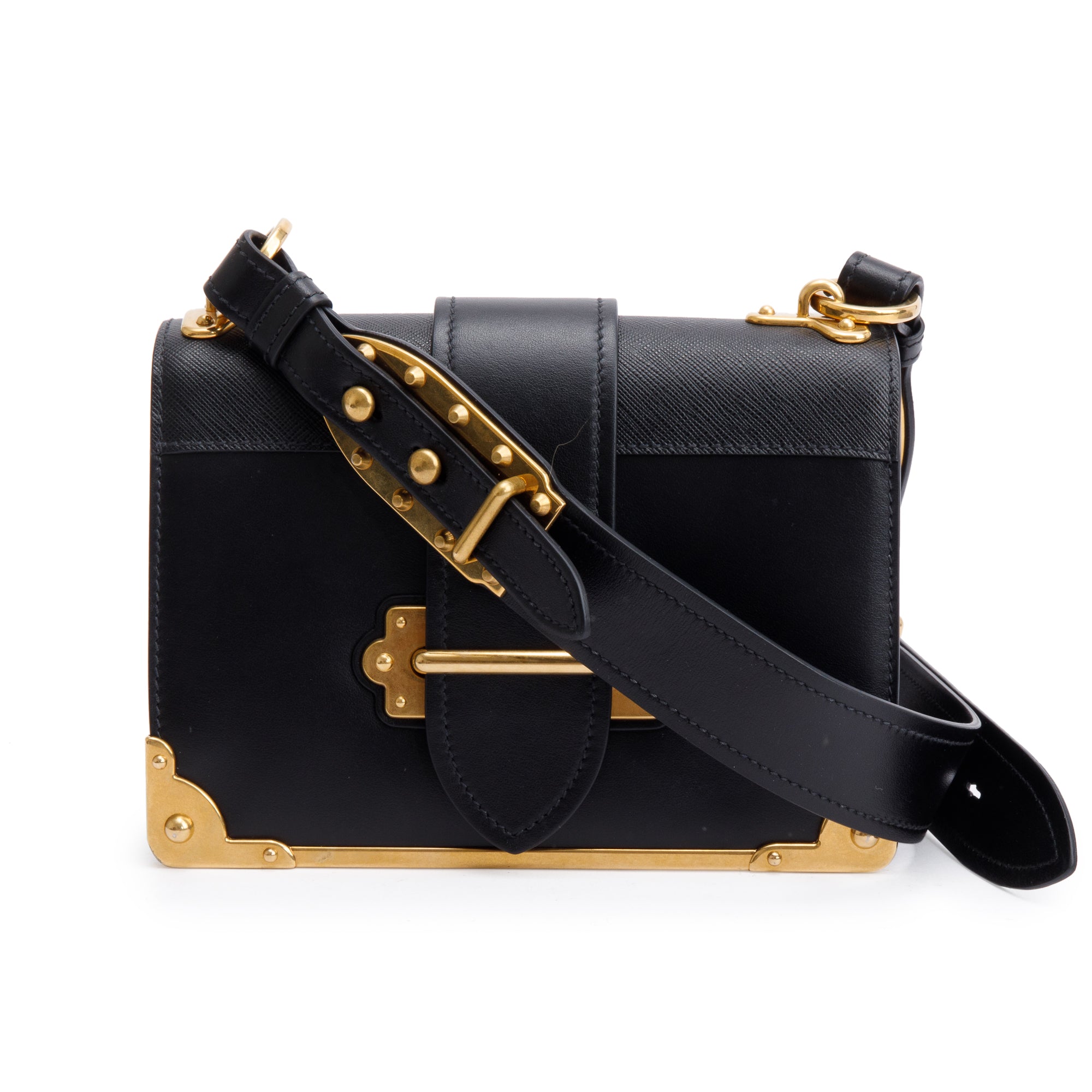 Prada Black City Calf Saffiano Cahier Bag