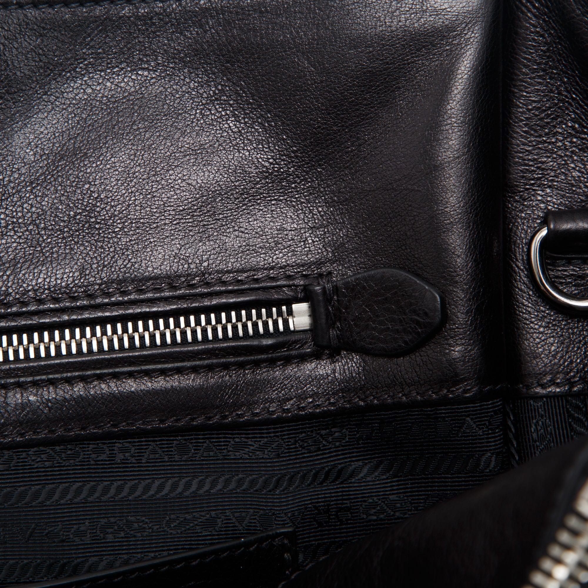 Prada Black Glace Calf Twin Pocket Tote w/ Strap