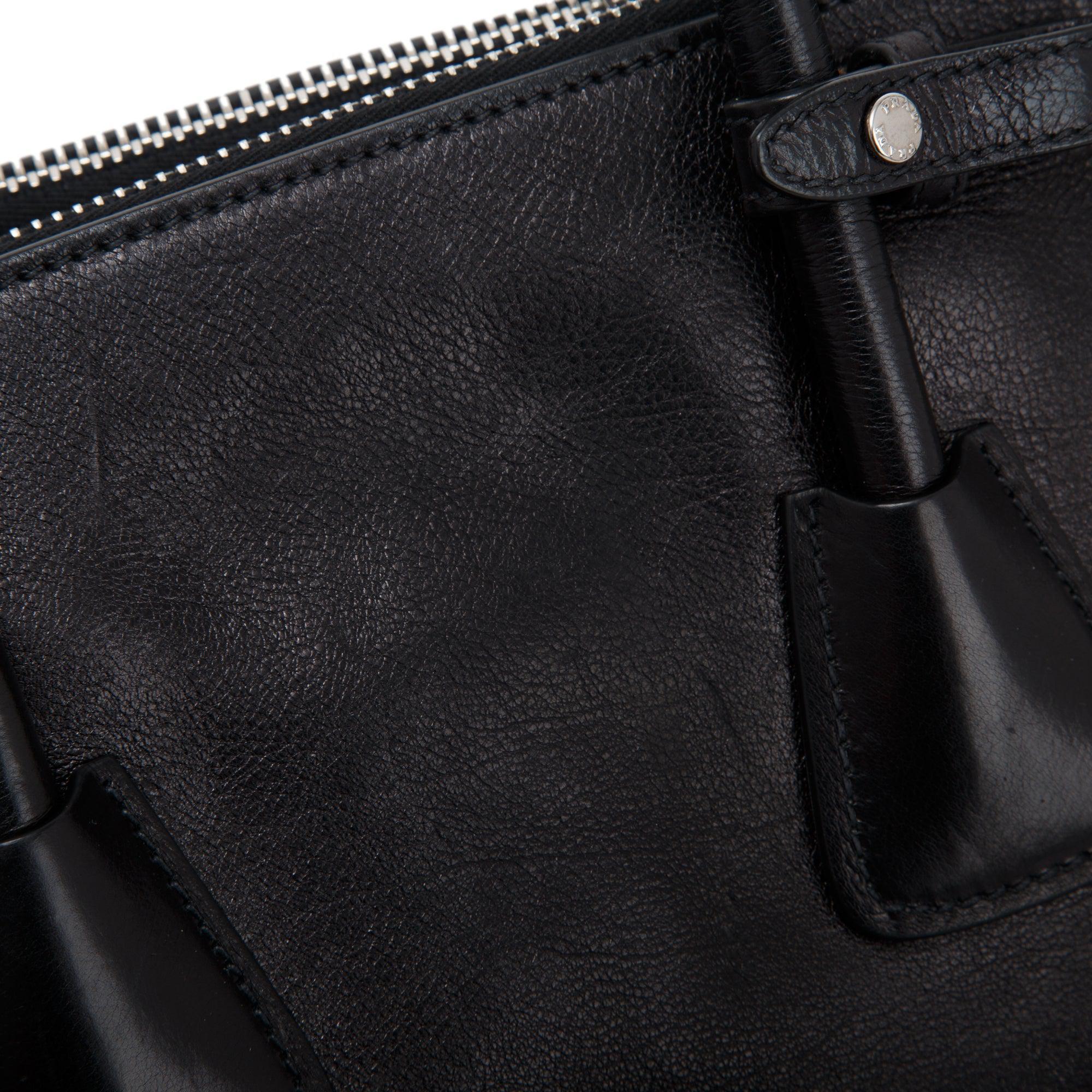 Prada Black Glace Calf Twin Pocket Tote w/ Strap