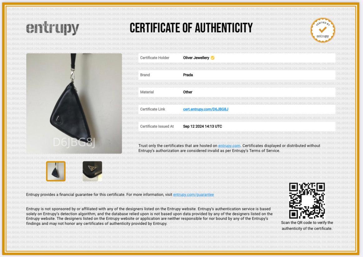 Prada Black Grace Lux Leather Triangle Wristlet Clutch w/ Box & Authenticity Card