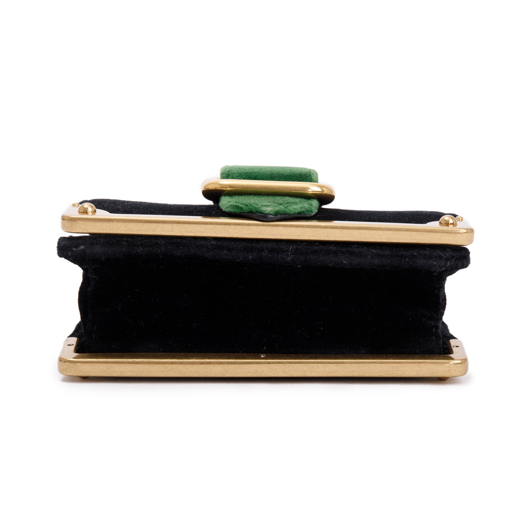 Prada Black Green Velluto City Calf Wallet on Chain w/ Box & Authenticity Card