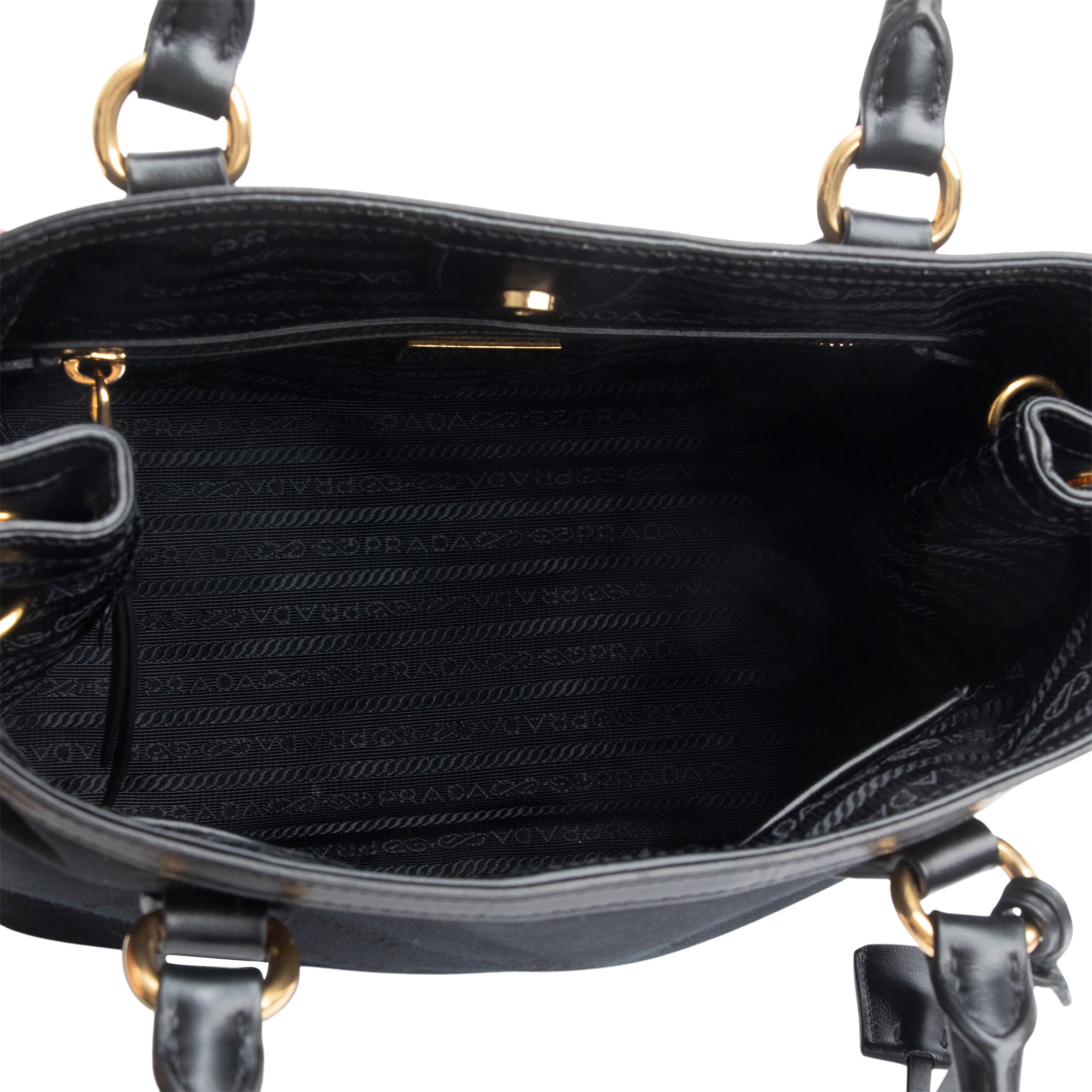 Prada Black Jacquard Logo Tote w/ Strap