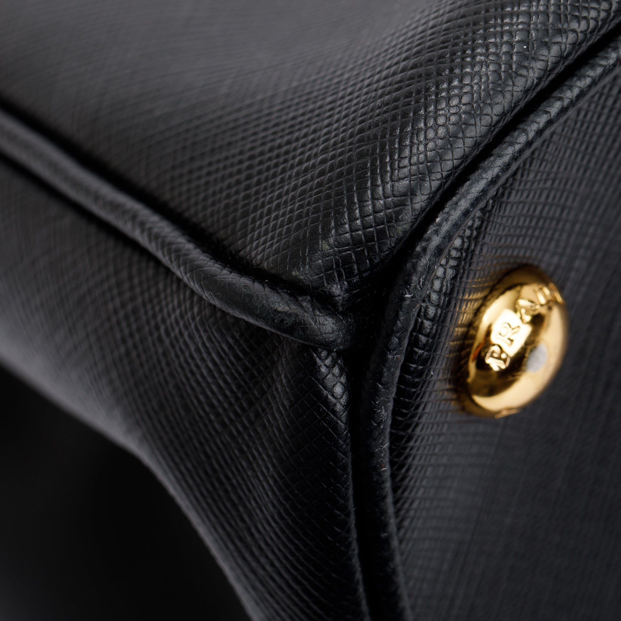Prada Black Large Saffiano Lux Double Zip Galleria Tote w/ Strap