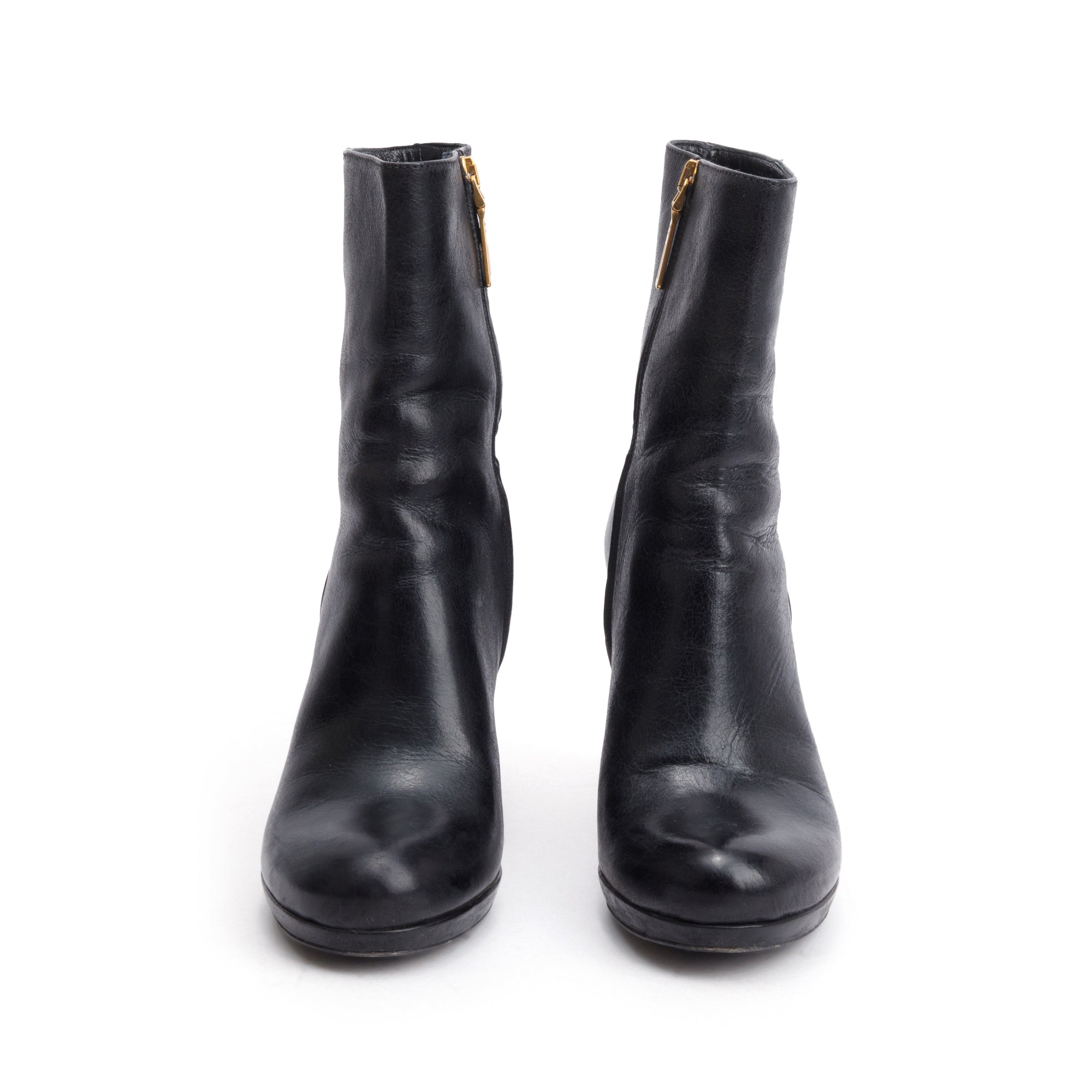 Prada Black Leather Ankle Boots, Size 36.5 w/ Box