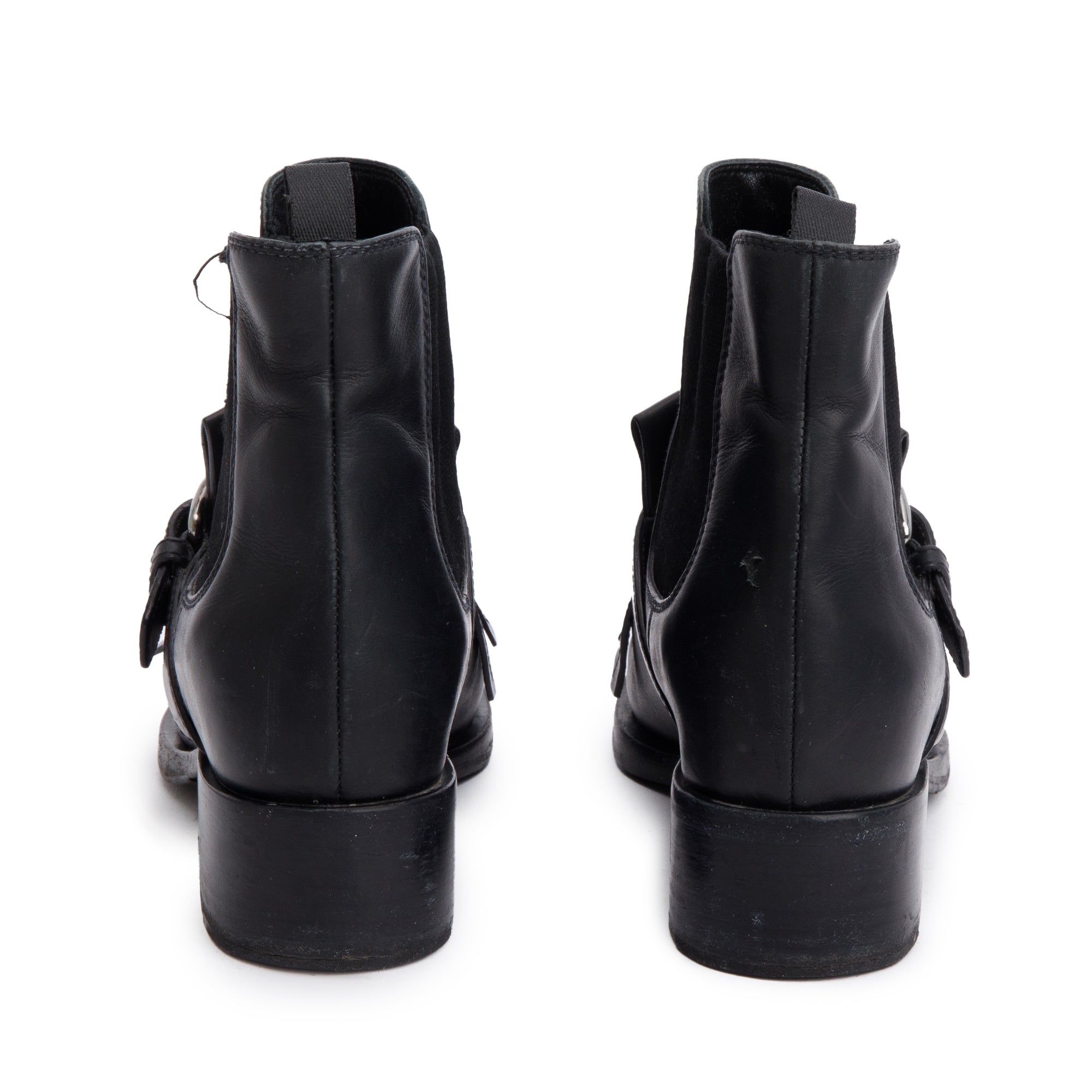 Prada Black Leather Chelsea Boots, Size 37