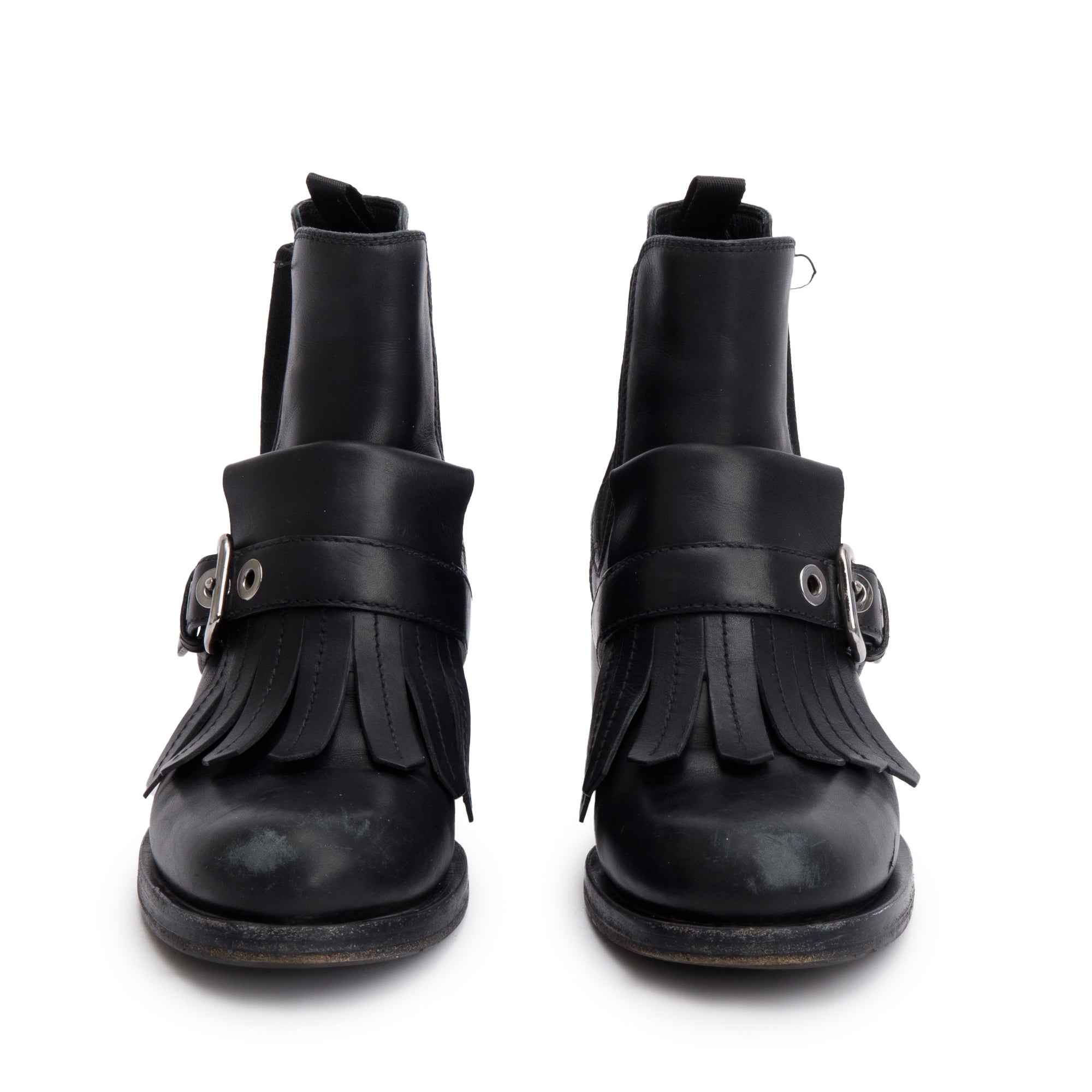 Prada Black Leather Chelsea Boots, Size 37