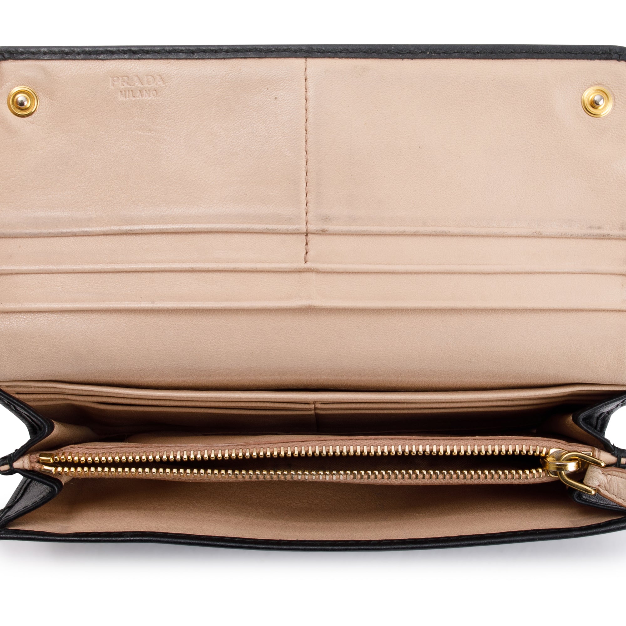 Prada Black Leather Continental Wallet