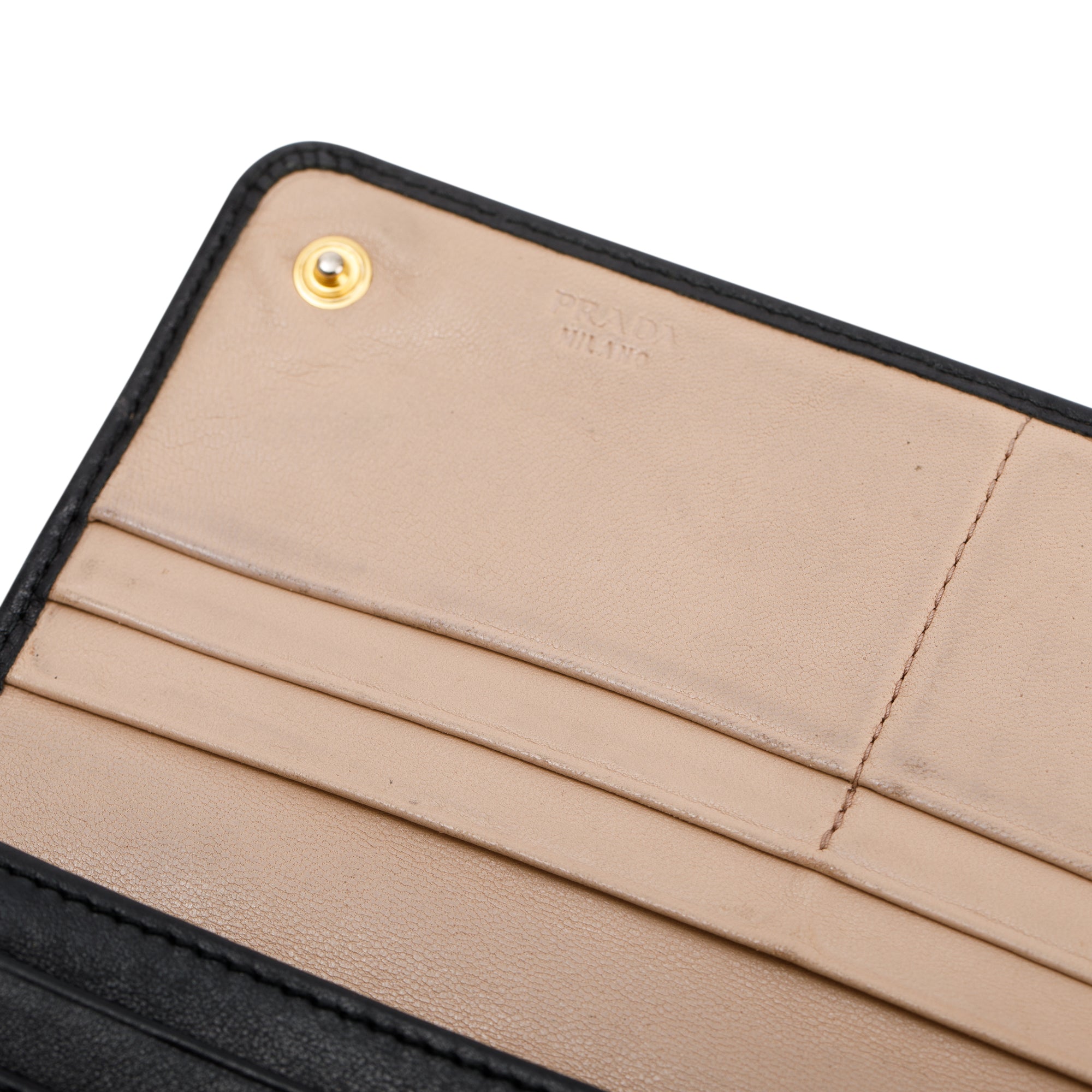 Prada Black Leather Continental Wallet