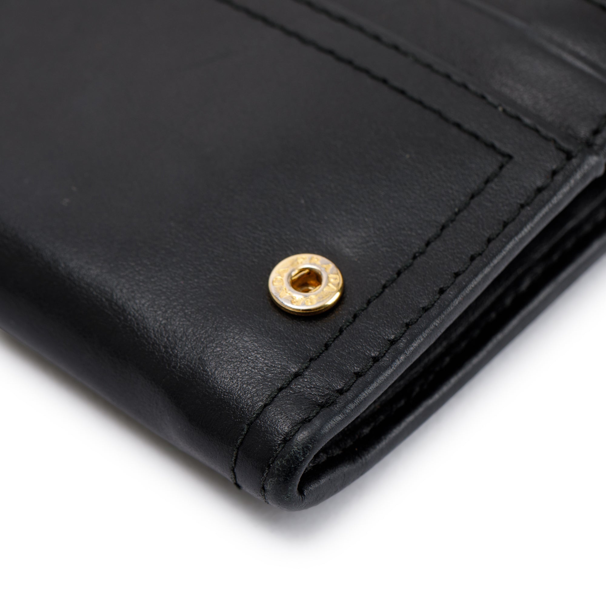 Prada Black Leather Continental Wallet