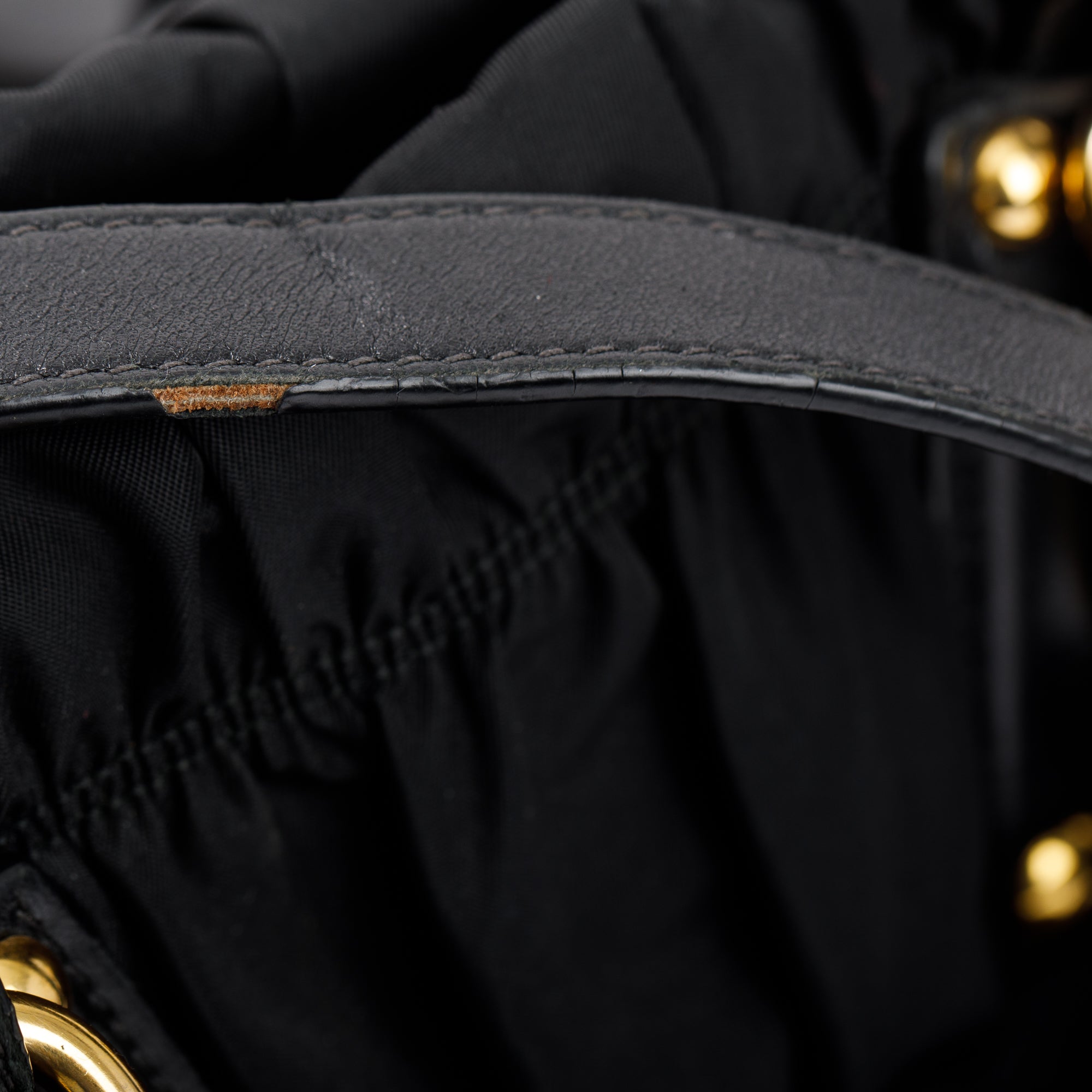 Prada Black Leather-Trimmed Tessuto Gaufre Tote w/ Authenticity Card