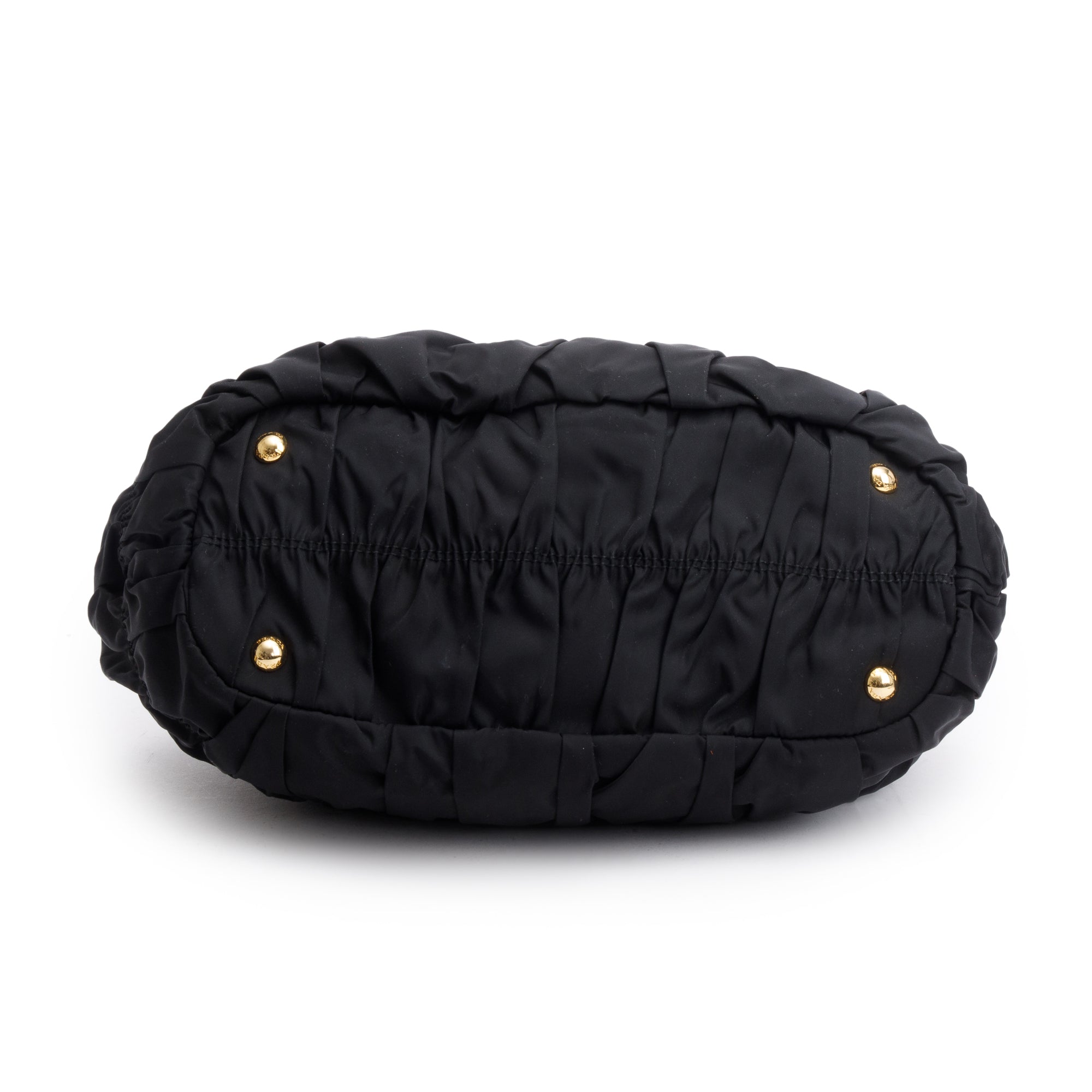 Prada Black Leather-Trimmed Tessuto Gaufre Tote w/ Strap