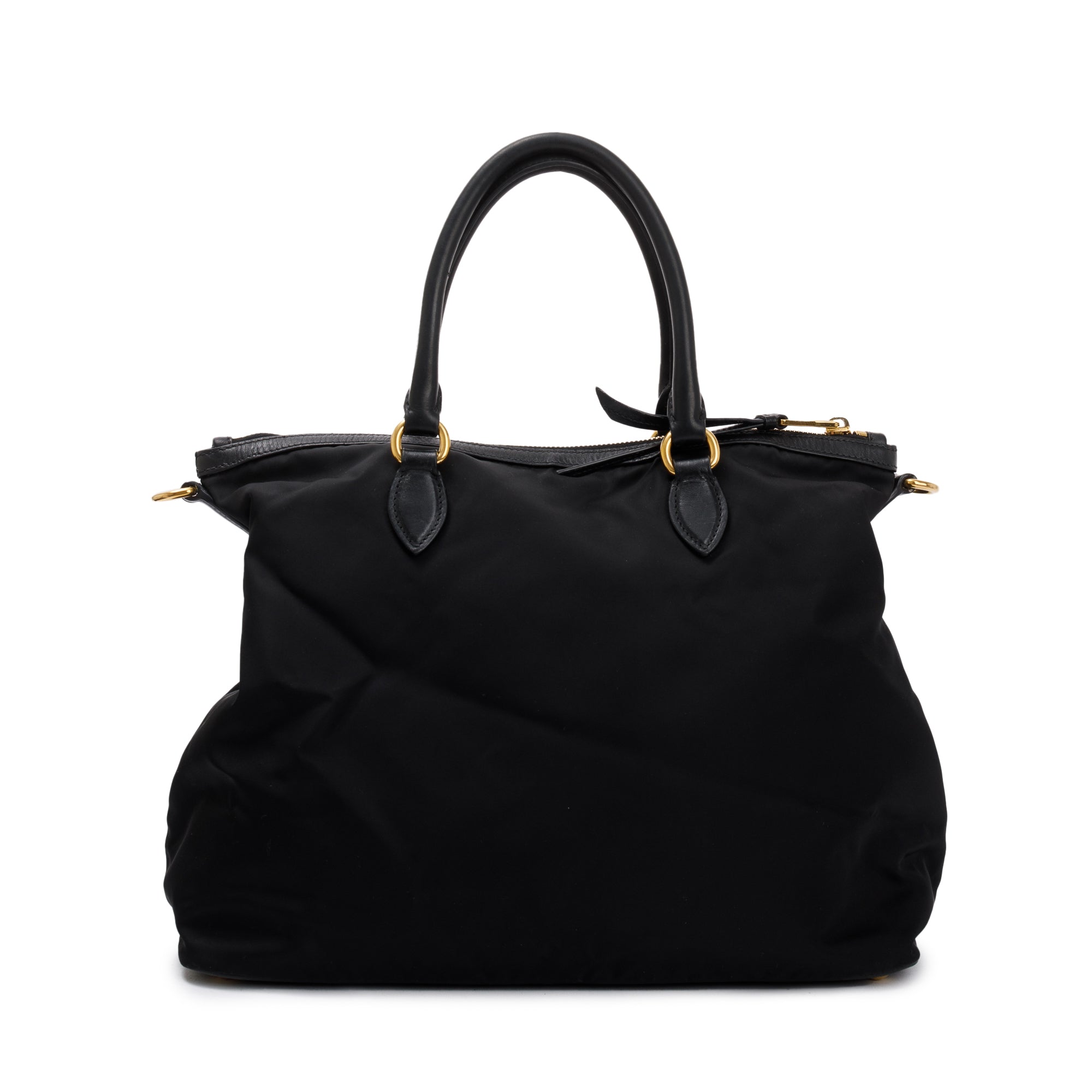 Prada Black Leather Trimmed Tessuto Nylon Tote w/ Strap