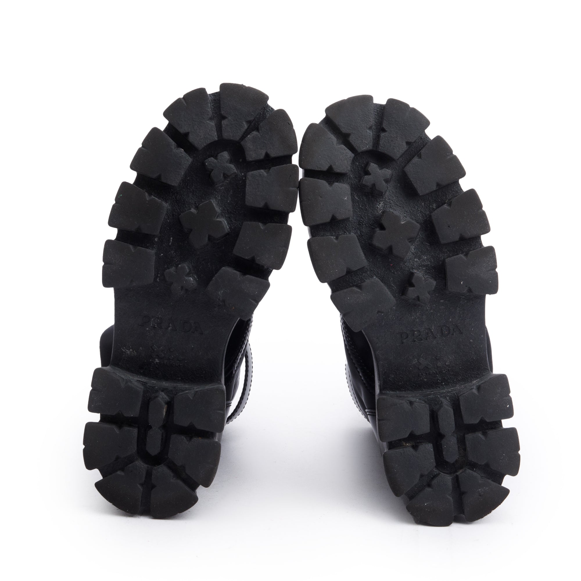 Prada Black Monolith Leather and Re-Nylon Boots with Pouch, Size 38.5