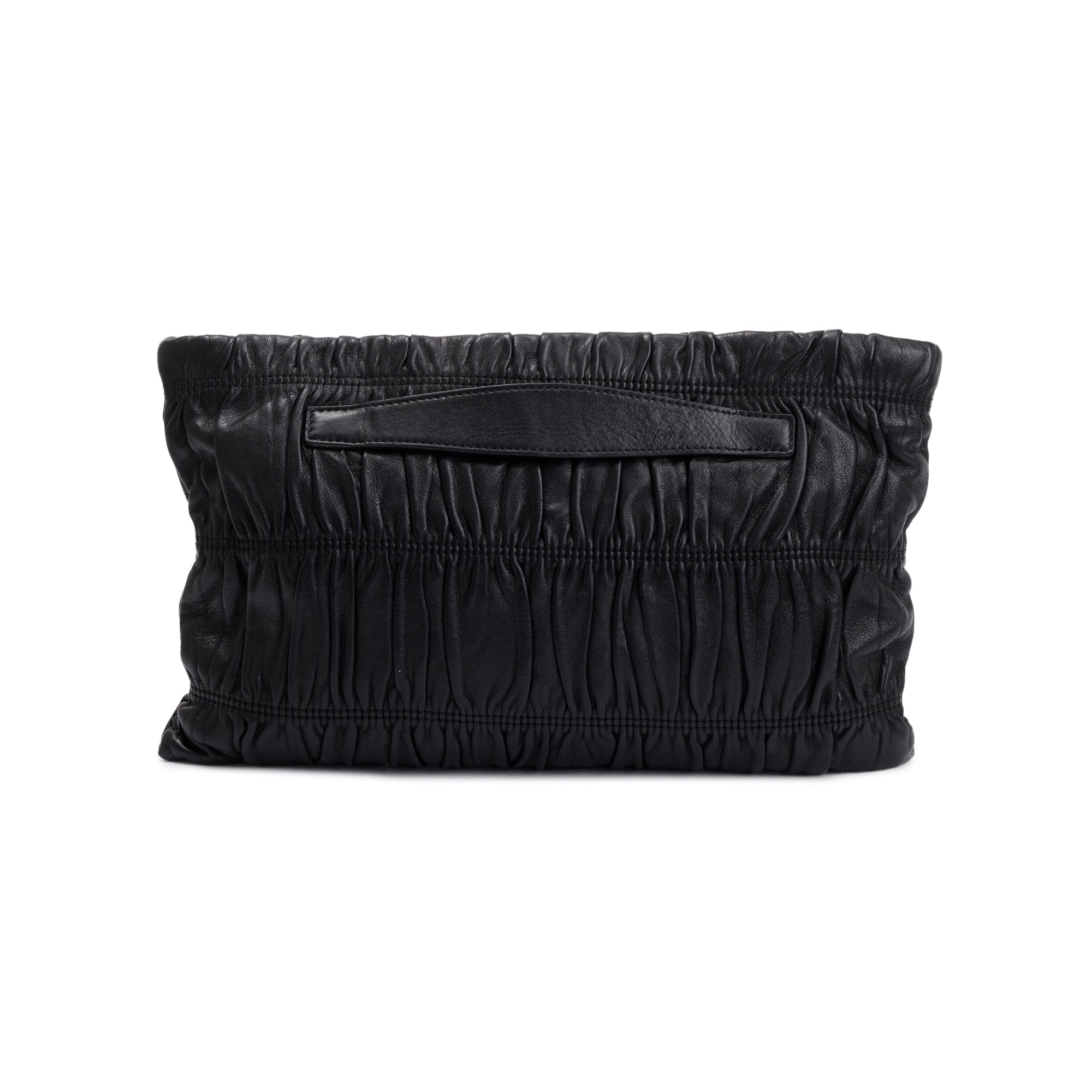 Prada Black Nappa Gaufre Leather Zip Clutch