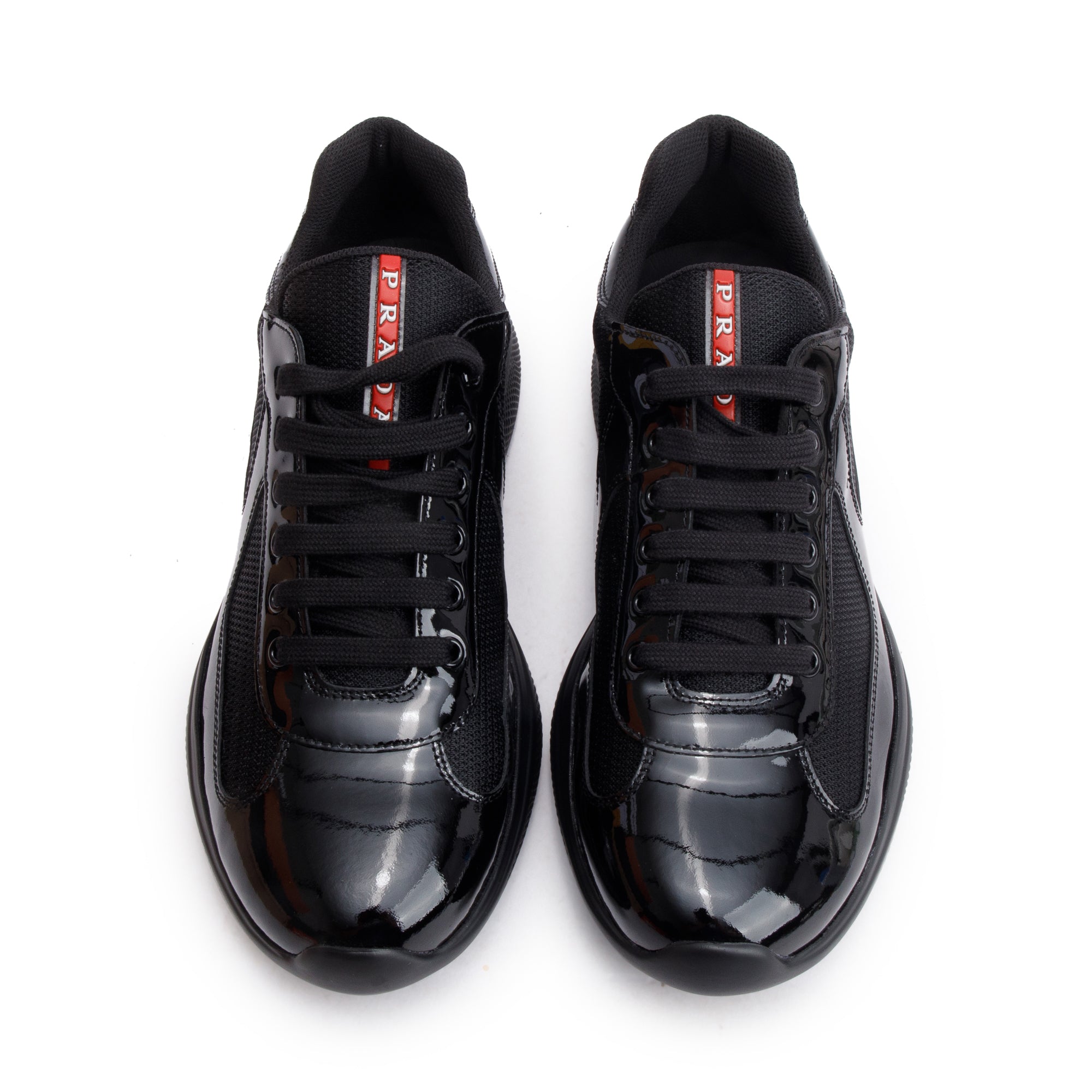 Prada Black Nappa/Patent Leather America's Cup Men's Sneakers, Size 9.5 w/ Box