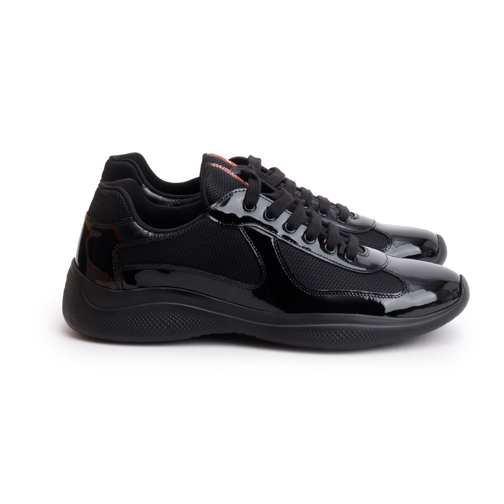 Prada Black Nappa/Patent Leather America's Cup Men's Sneakers, Size 9.5 w/ Box