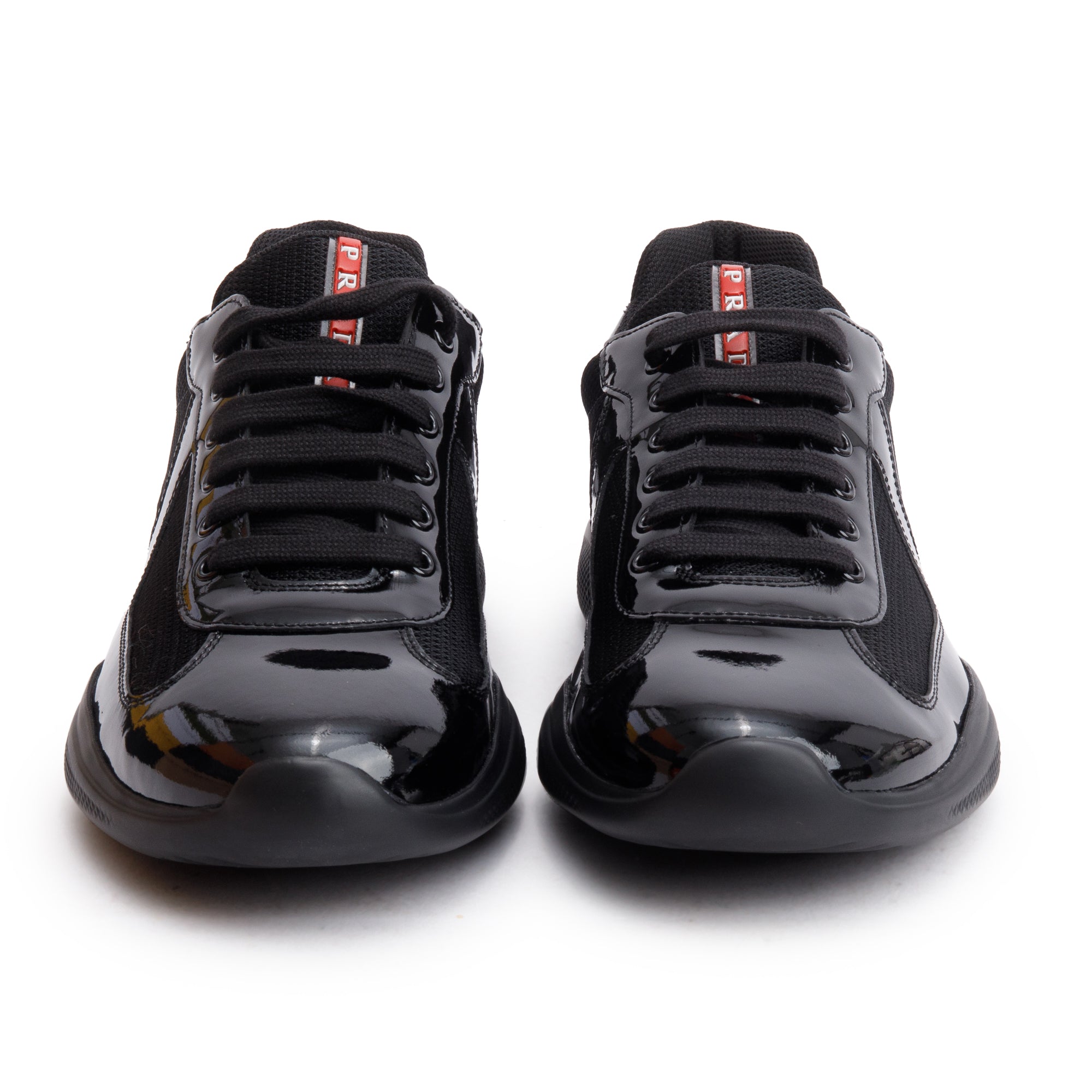 Prada Black Nappa/Patent Leather America's Cup Men's Sneakers, Size 9.5 w/ Box