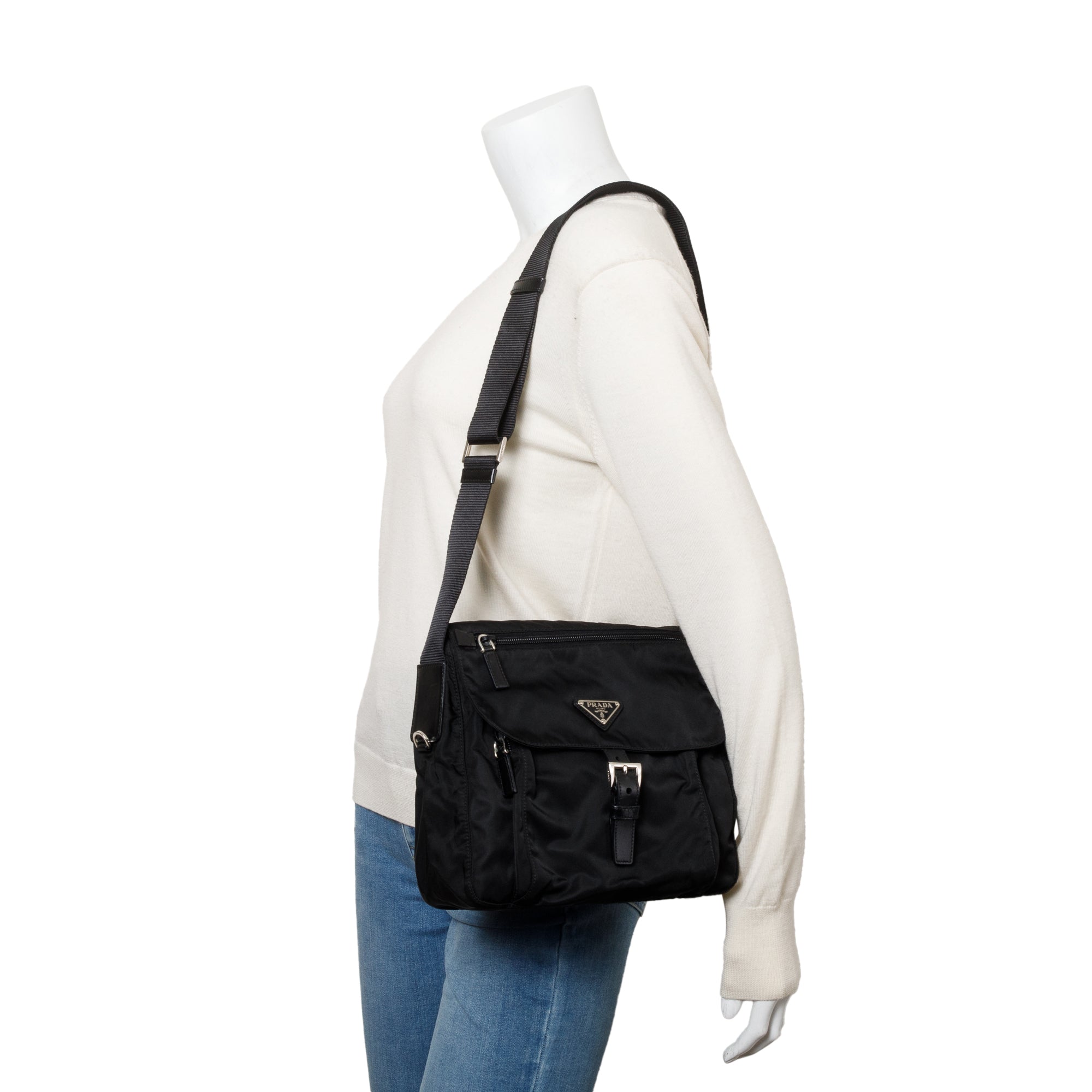 Prada Black Nylon Vela Sport Small Buckle Messenger Bag – OLIVER'S