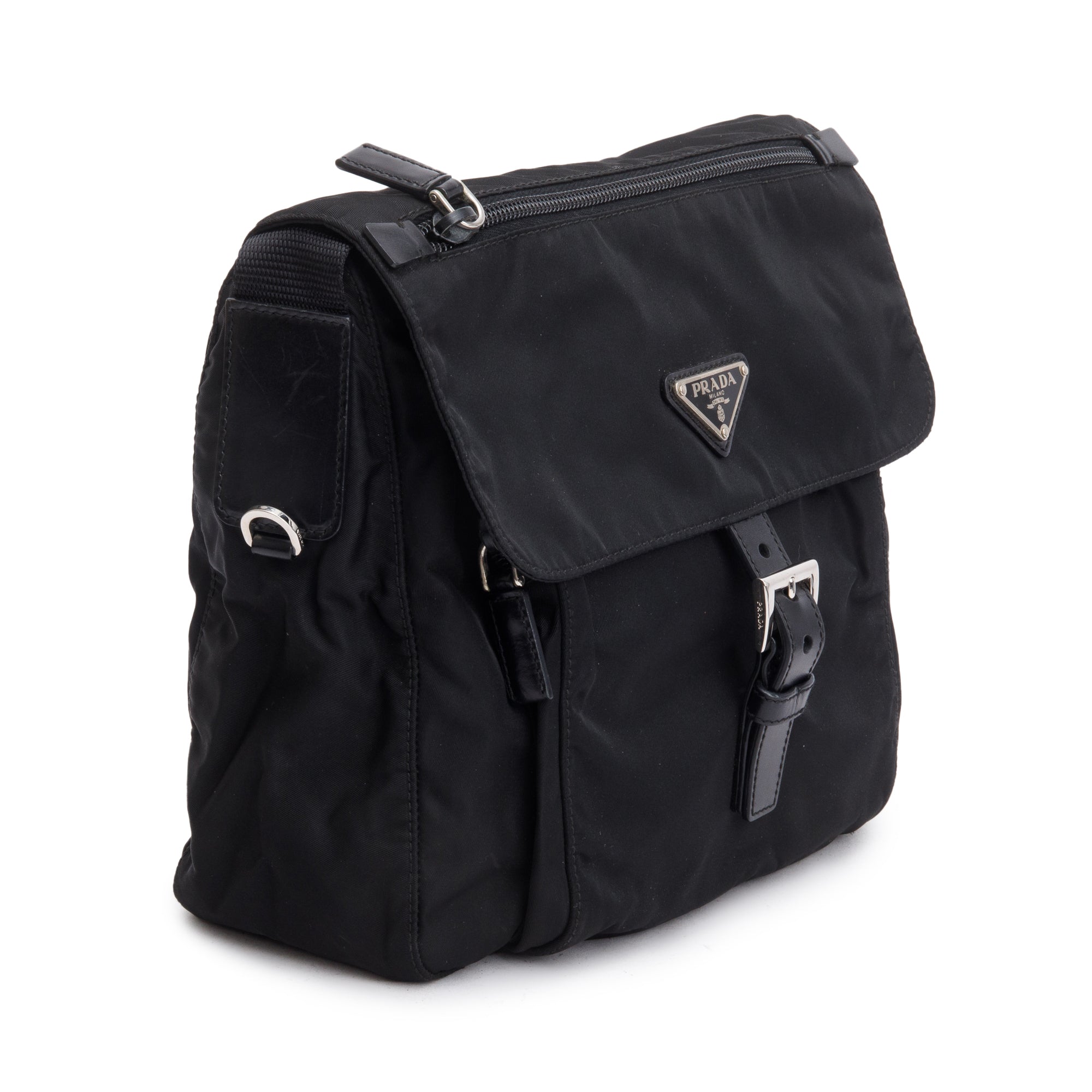 Prada Black Nylon Vela Sport Small Buckle Messenger Bag – OLIVER'S