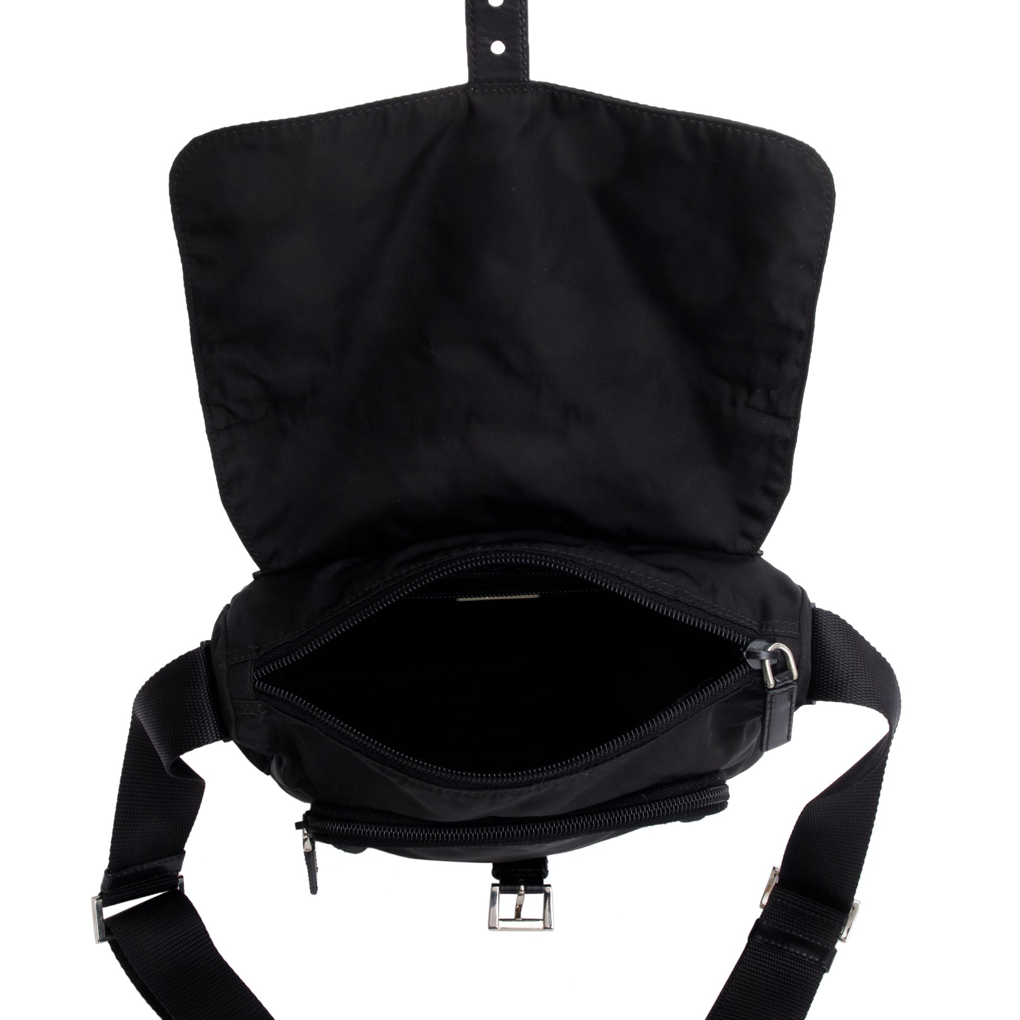 Prada Black Nylon Vela Sport Small Buckle Messenger Bag