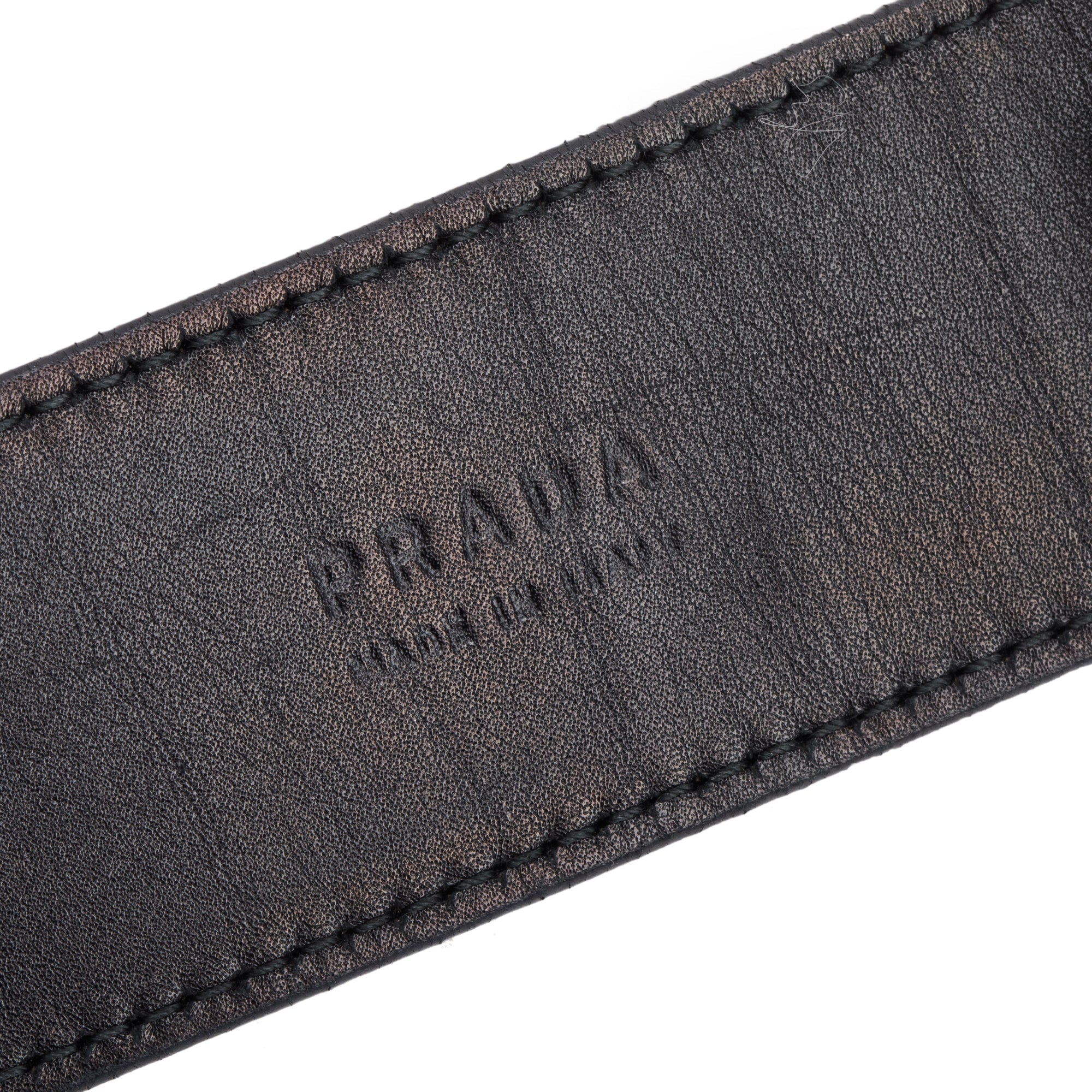 Prada Black Patent Leather Oval Buckle Belt