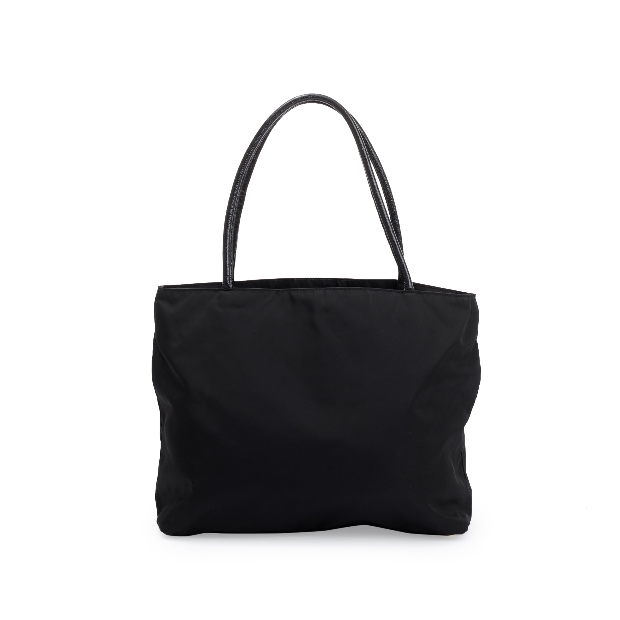 Prada Black Patent Leather Trimmed Tessuto Nylon Tote