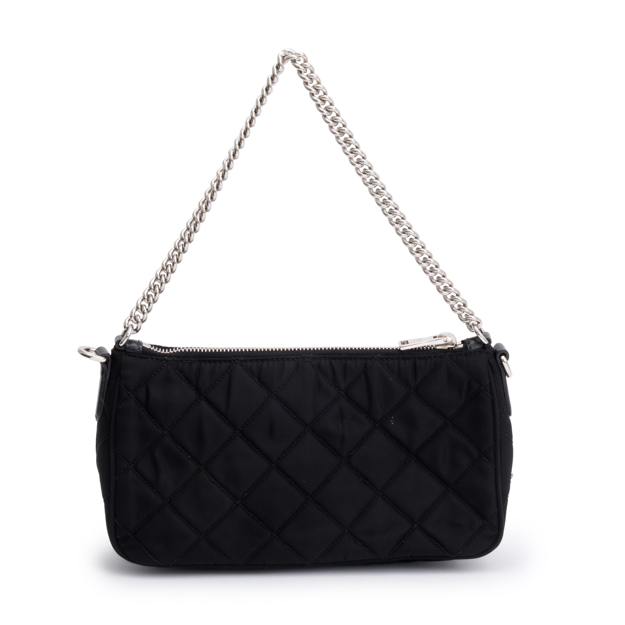 Prada Black Quilted Tessuto Impuntu Chain Crossbody Bag w/ Authenticity Card
