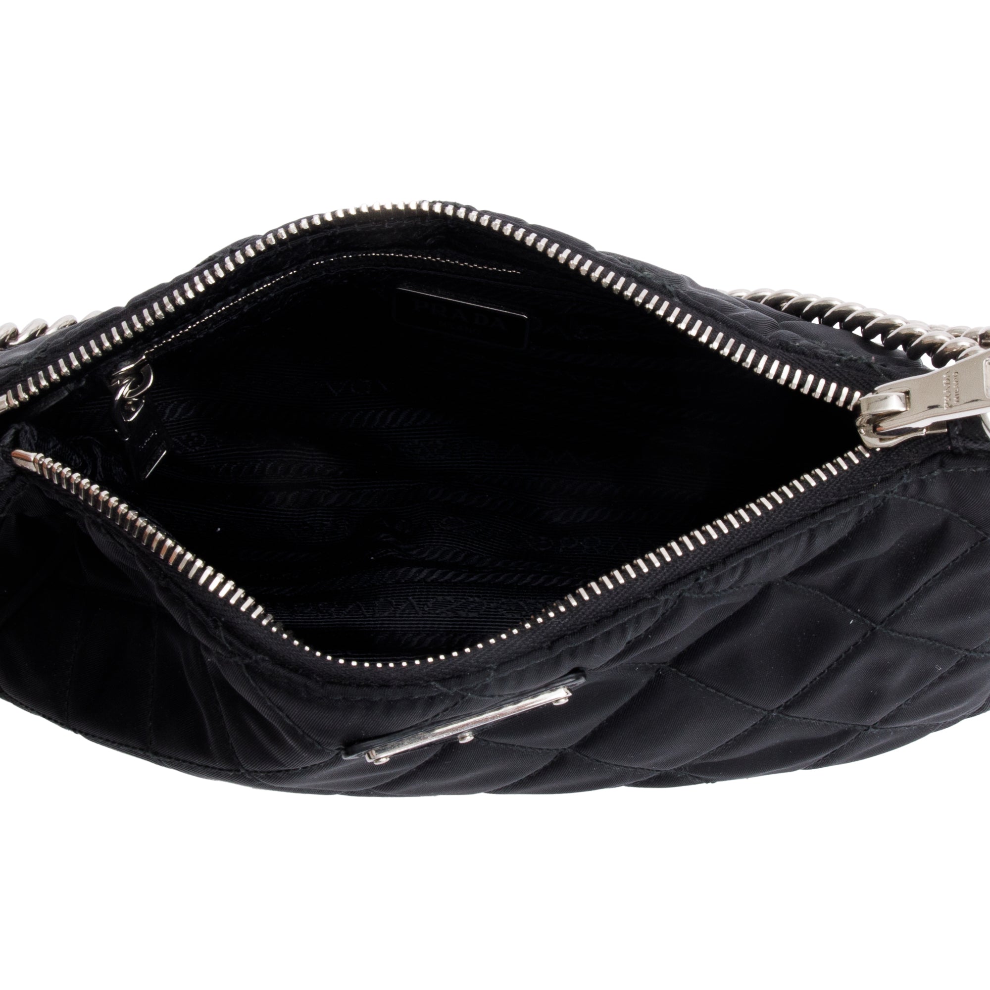 Prada Black Quilted Tessuto Impuntu Chain Crossbody Bag w/ Authenticity Card