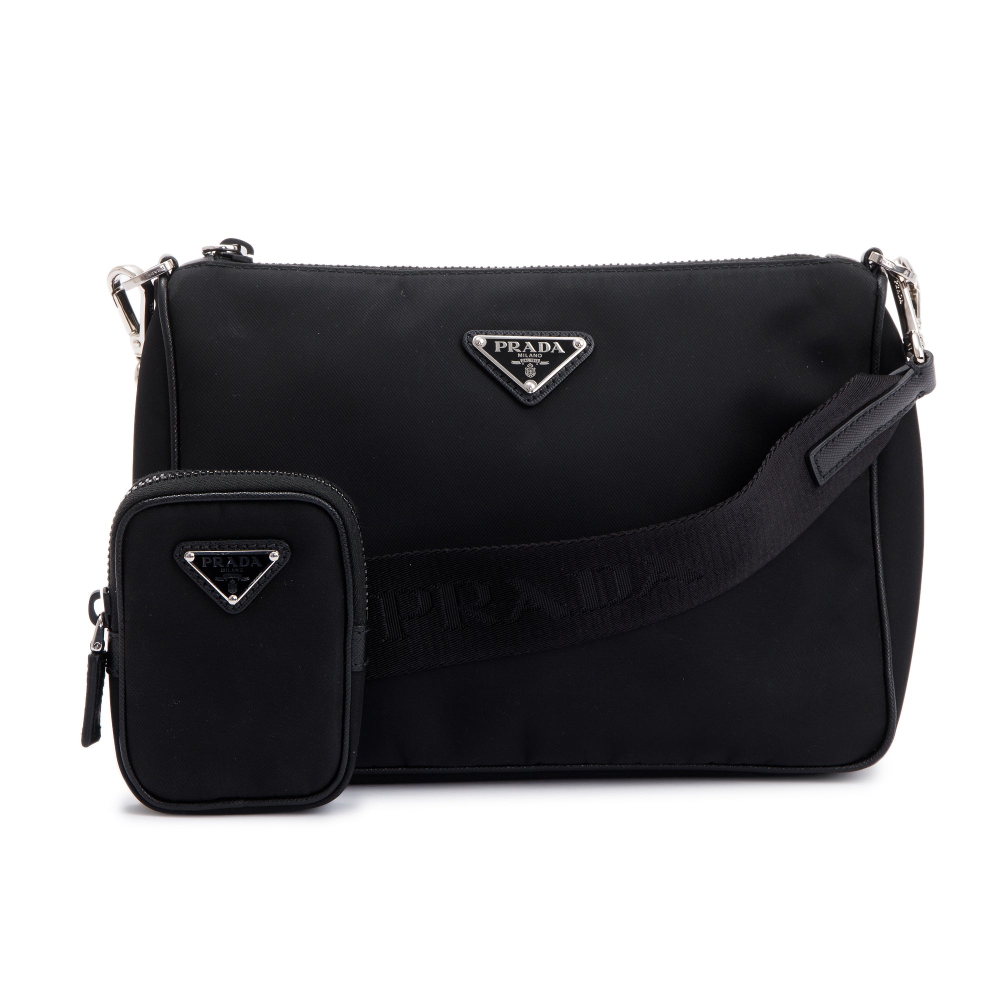 Prada Black Re-Edition 2000 Nylon Messenger Bag