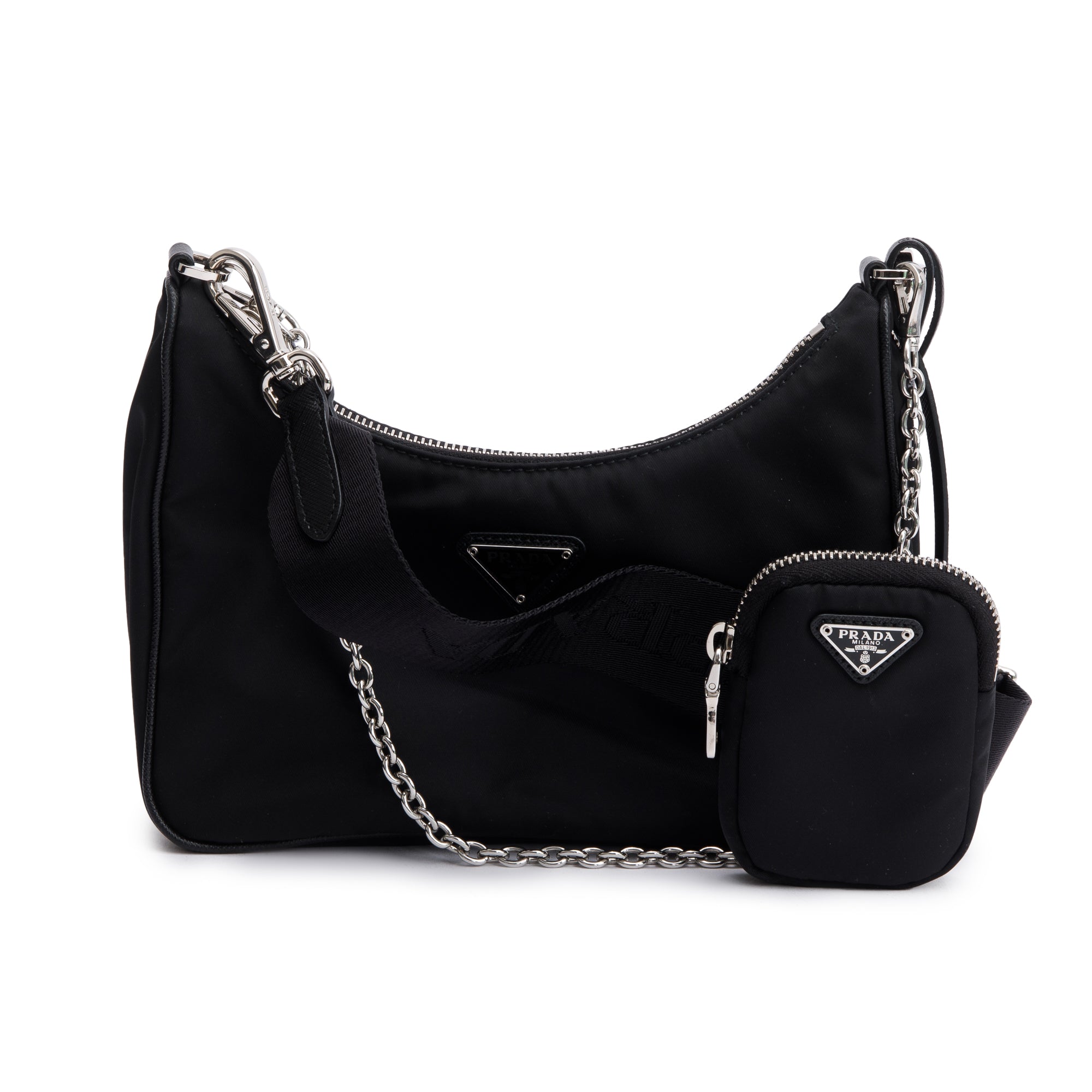 Prada Black Re-Edition 2005 Re-Nylon Shoulder Bag w/ Authenticity Card