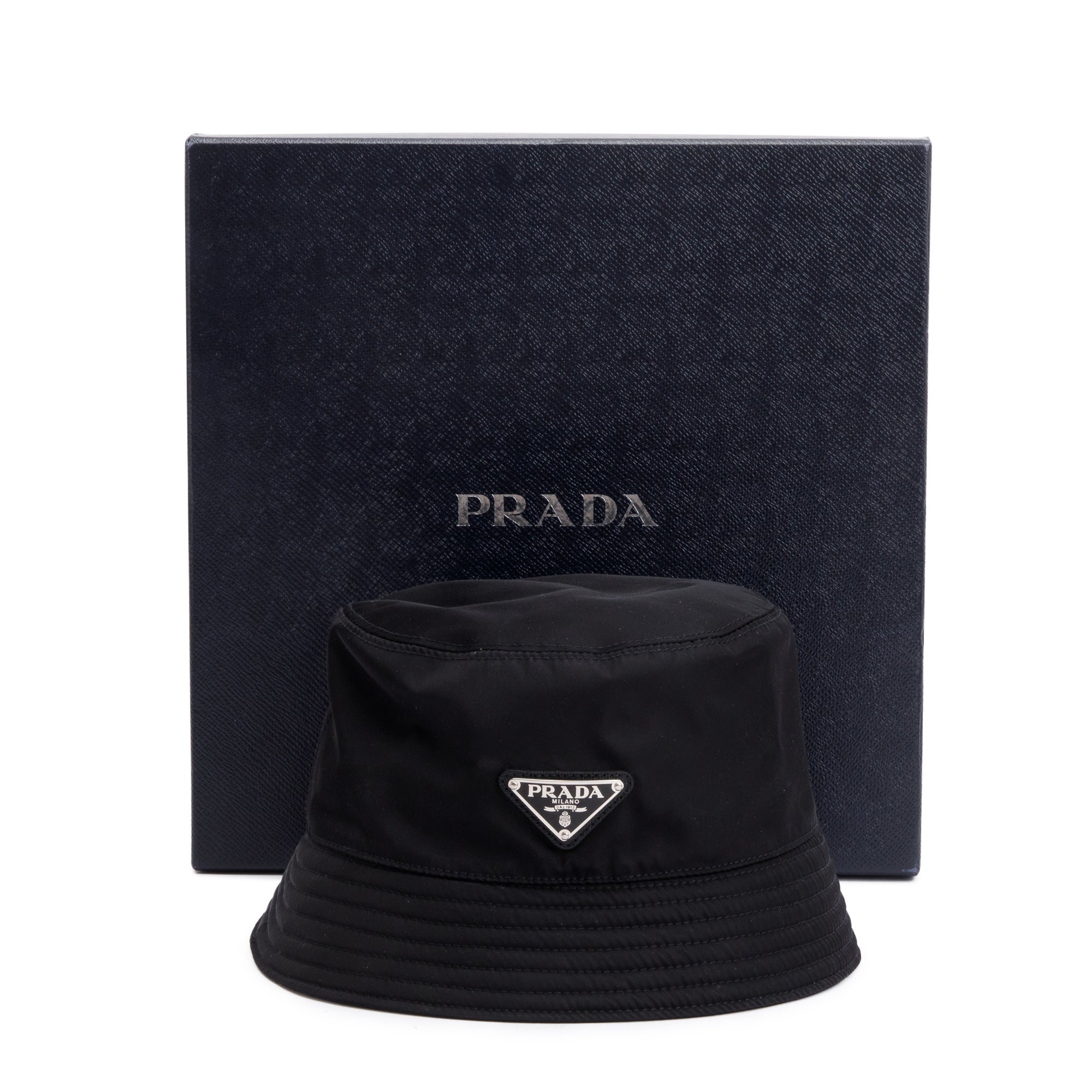 Prada Black Re-Nylon Bucket Hat w/ Box