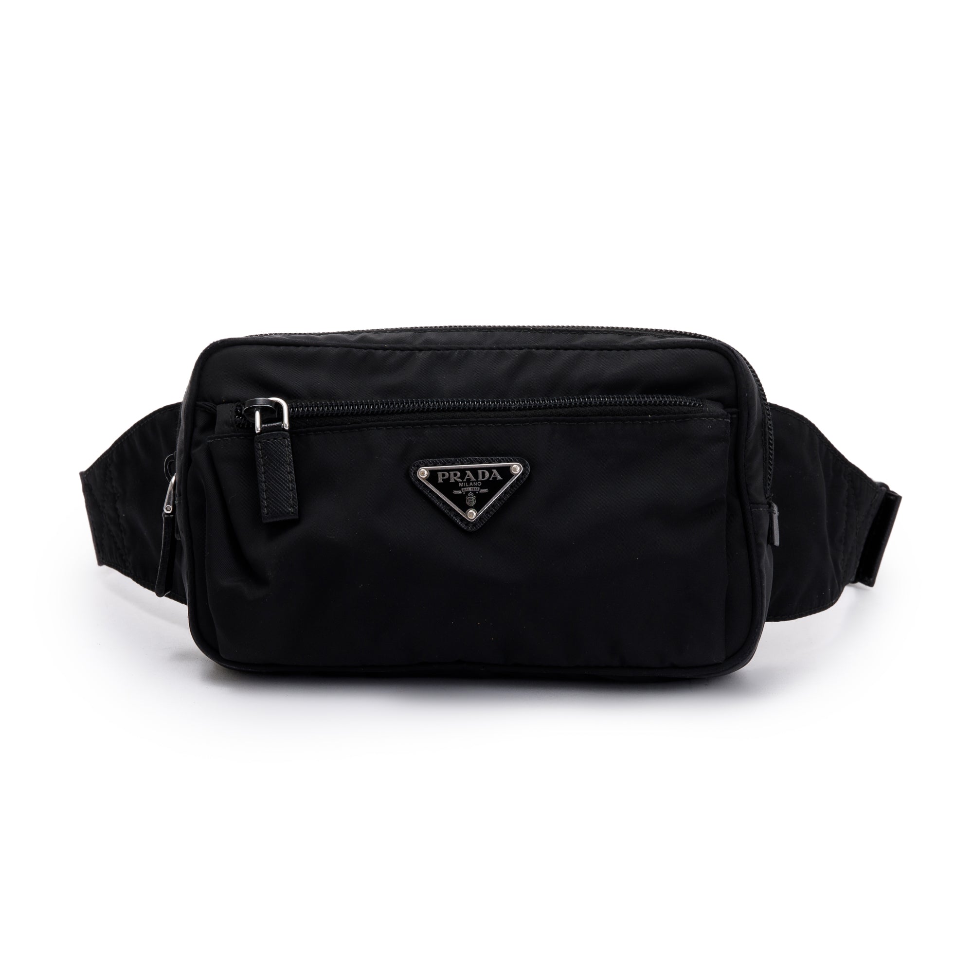 Prada Black Re-Nylon & Saffiano Leather Belt Bag