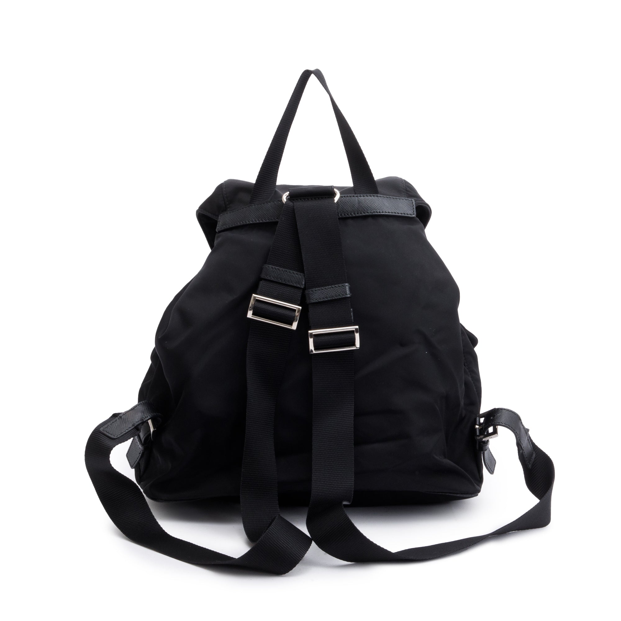 Prada Black Re-Nylon Saffiano Medium Backpack w/ Pouch