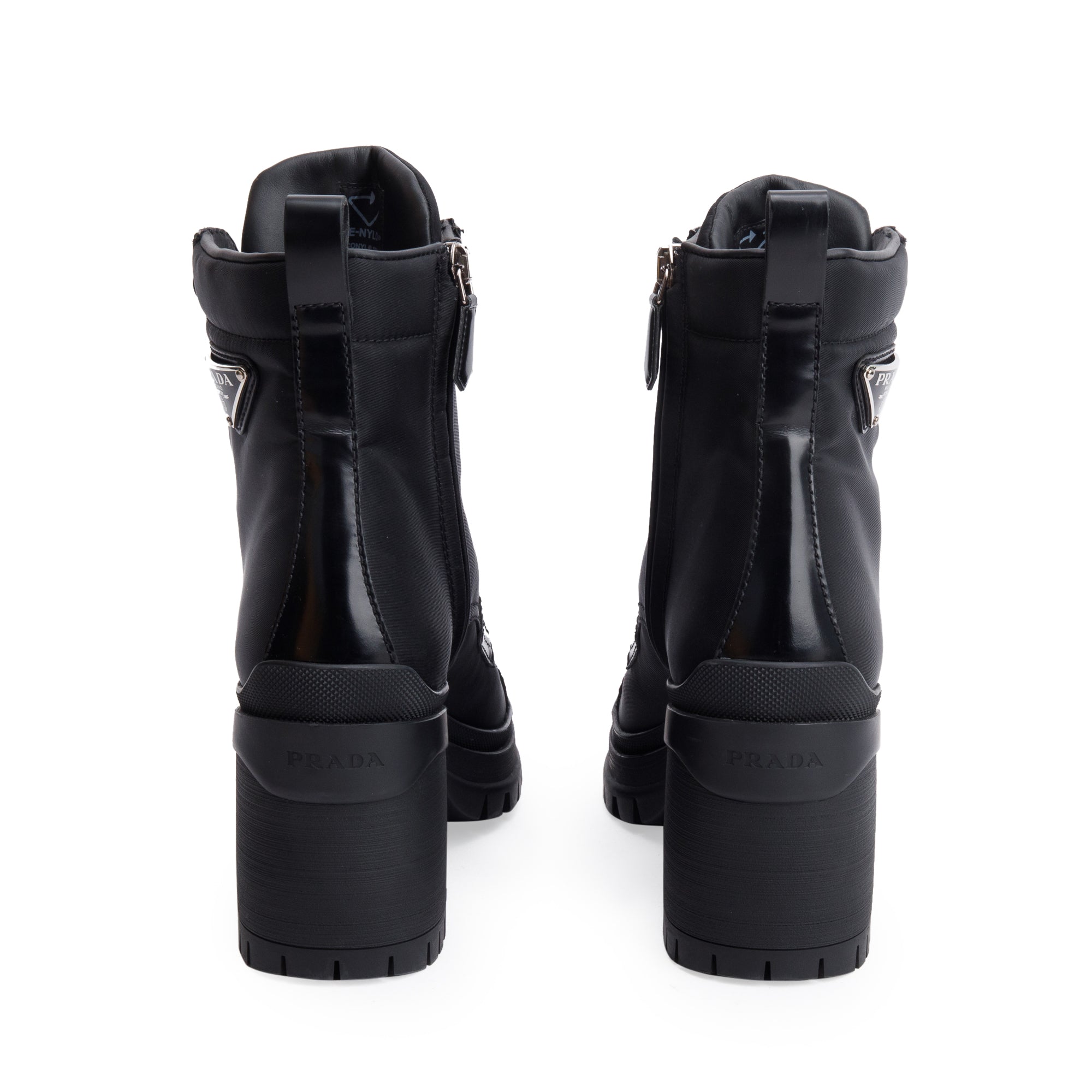 Prada Black Re-Nylon and Leather Boots, Size 37.5 w/ Box