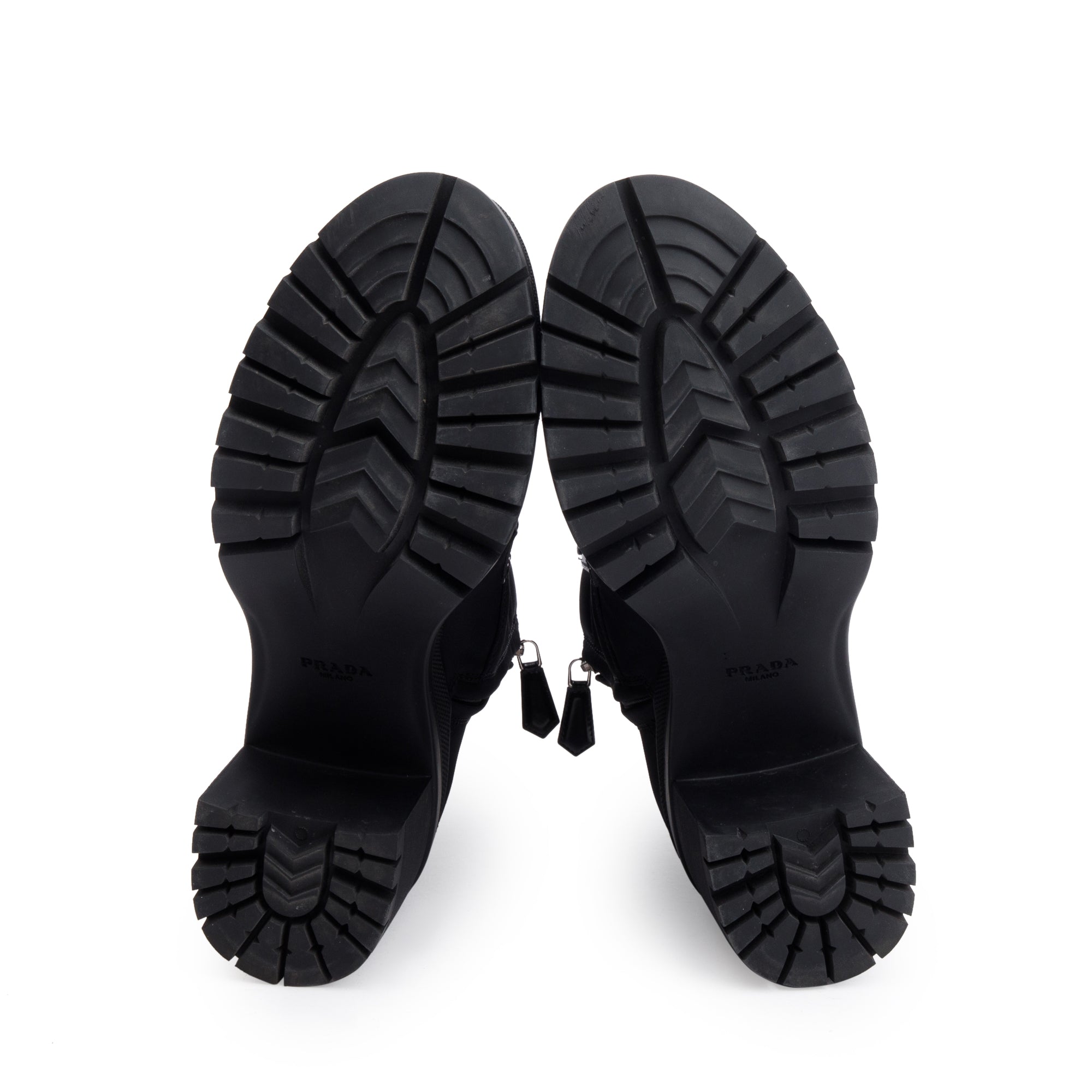 Prada Black Re-Nylon and Leather Boots, Size 37.5 w/ Box