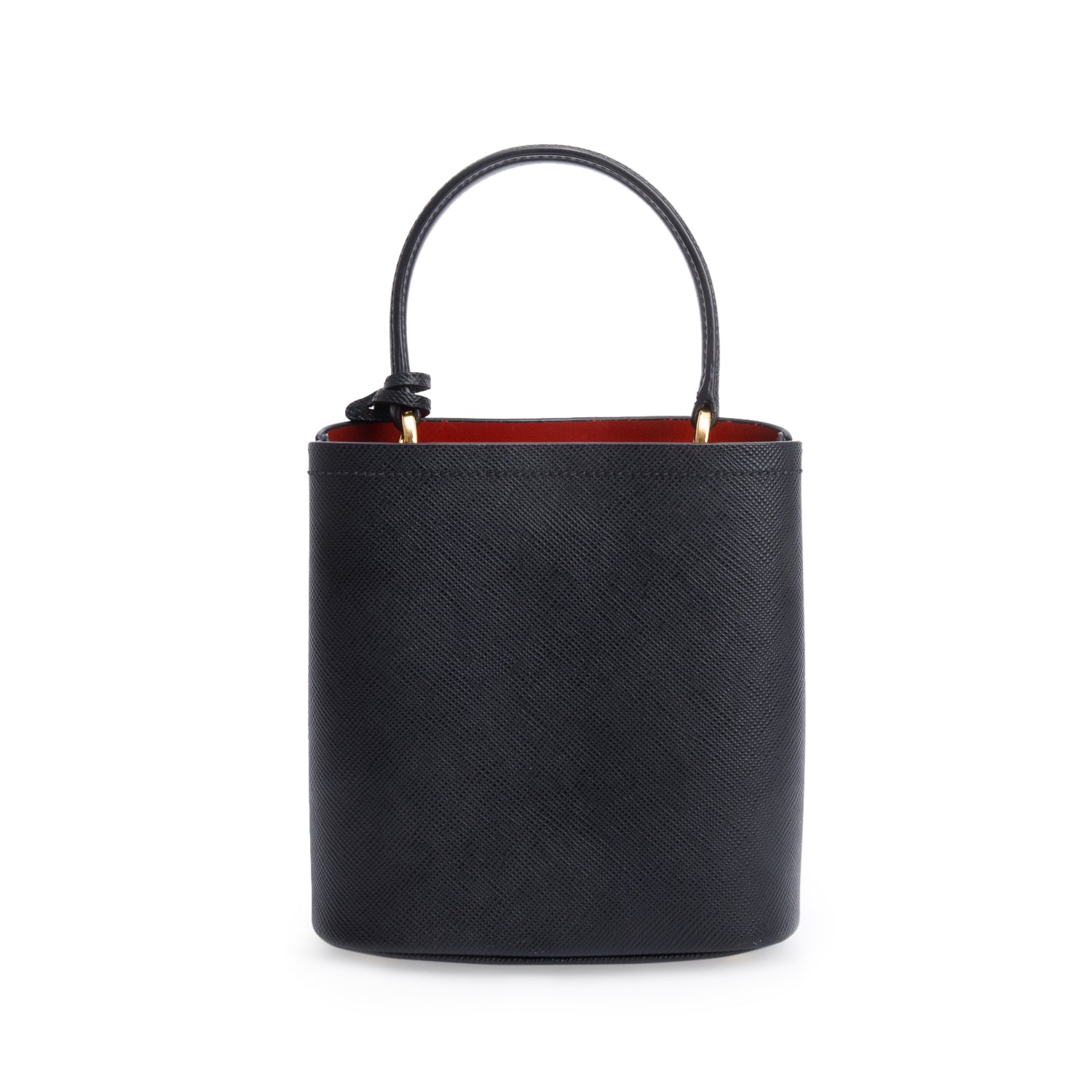 Prada Black Saffiano Cuir Small Panier Bag w/ Strap & Box