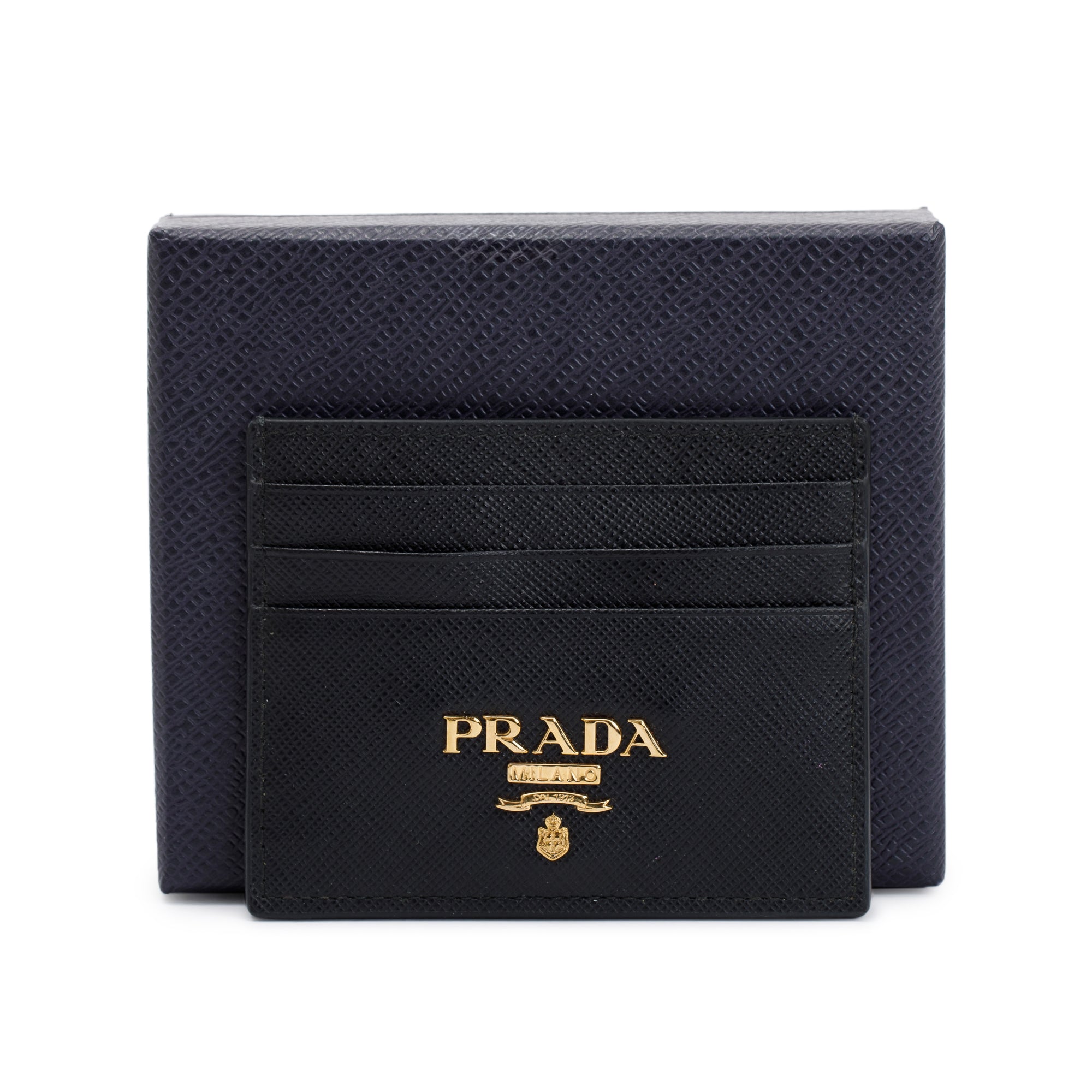 Prada Black Saffiano Leather Card Holder w/ Box