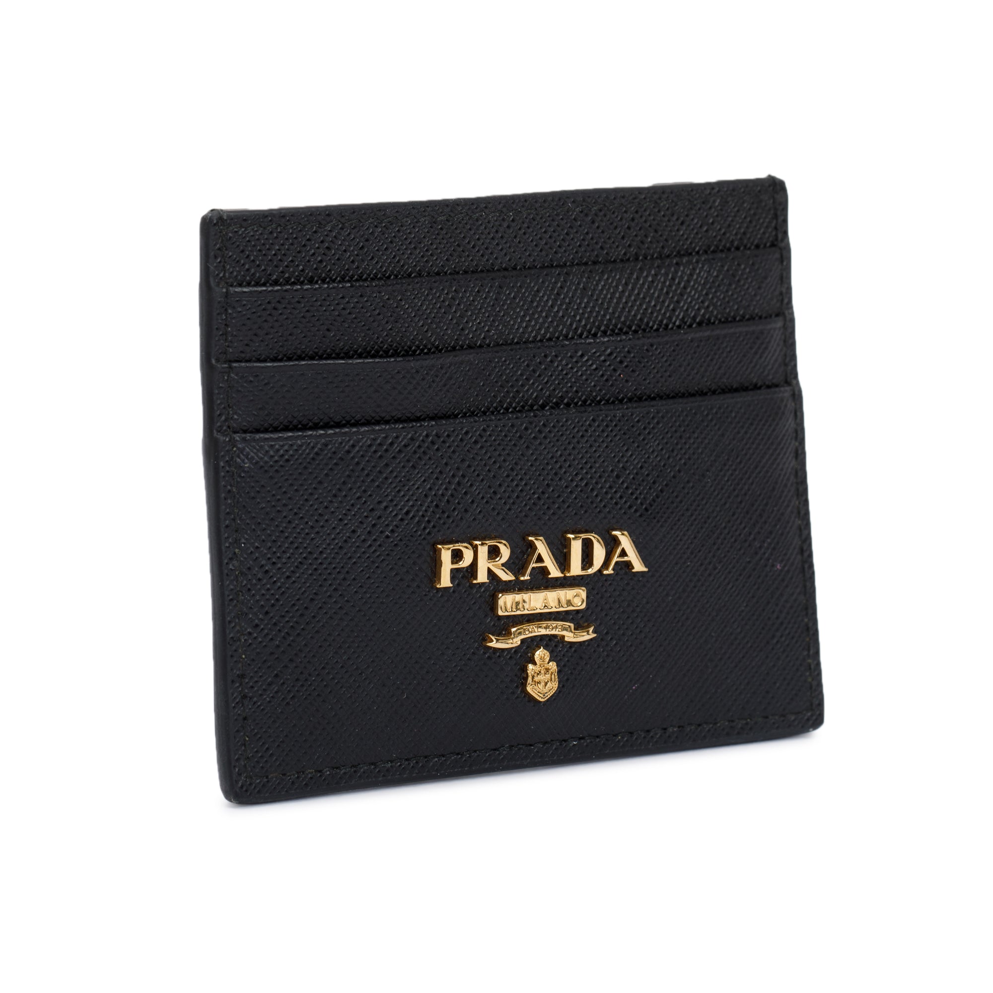 Prada Black Saffiano Leather Card Holder w/ Box