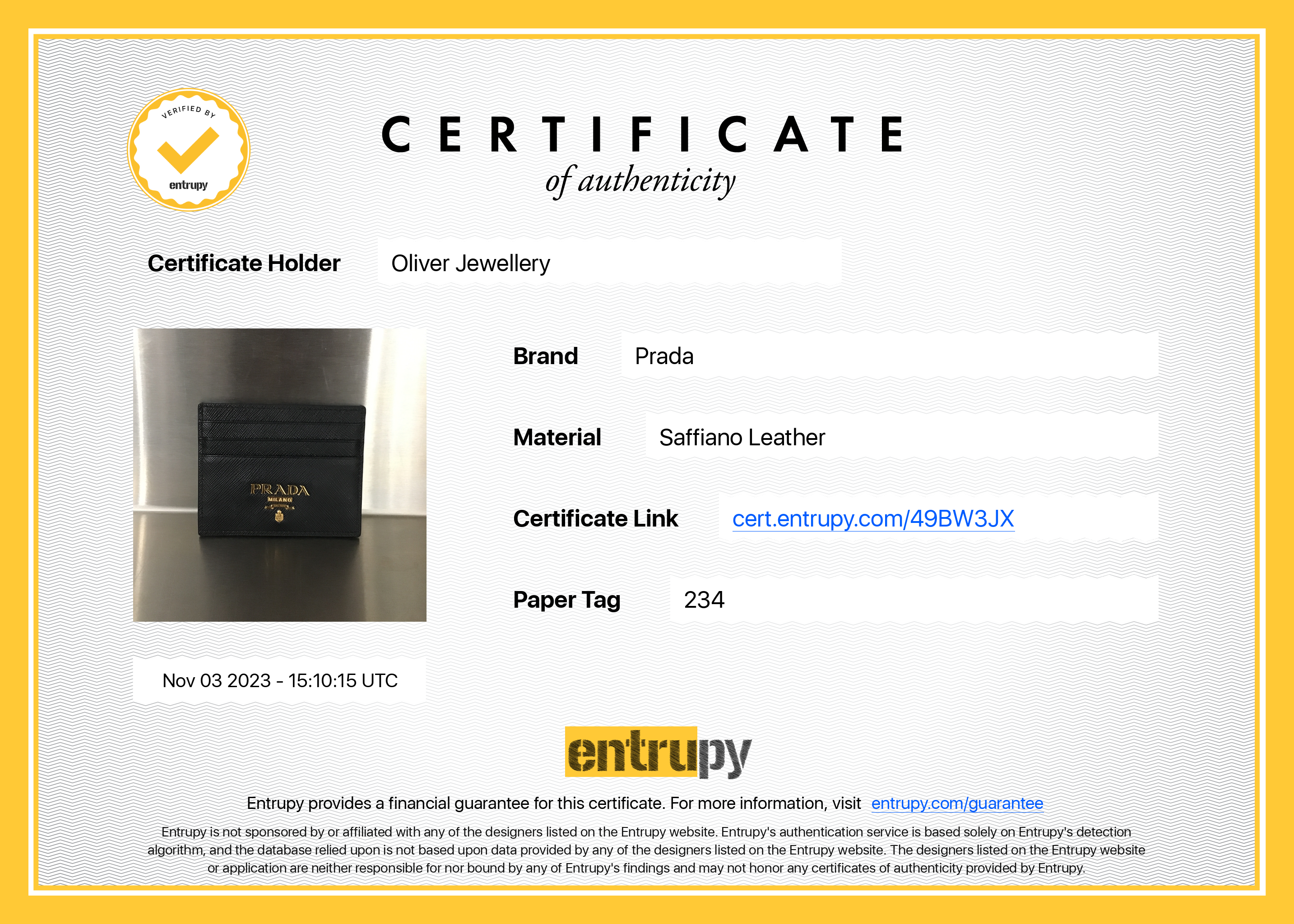 Prada Black Saffiano Leather Card Holder w/ Box