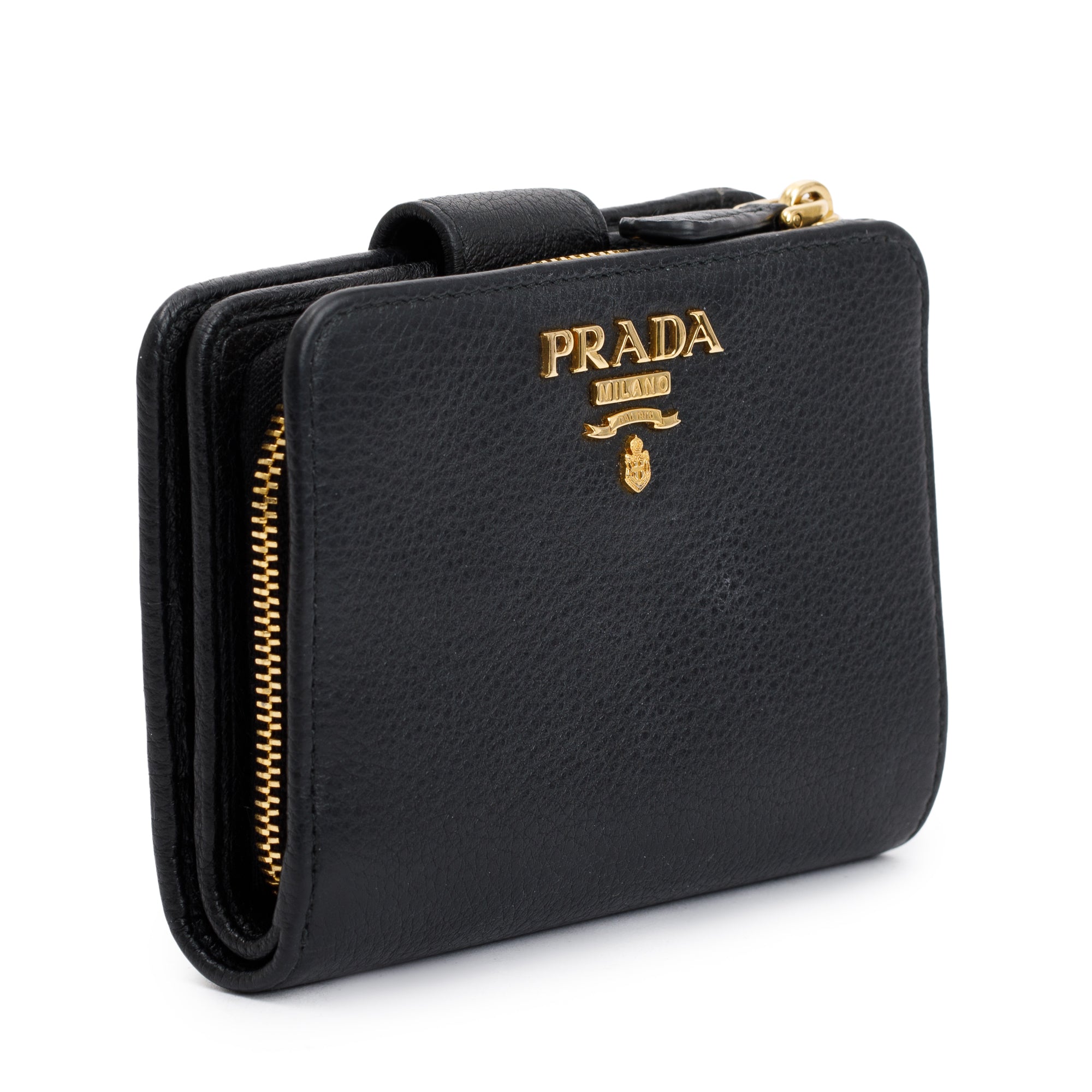 Prada Black Saffiano Leather Compact Wallet