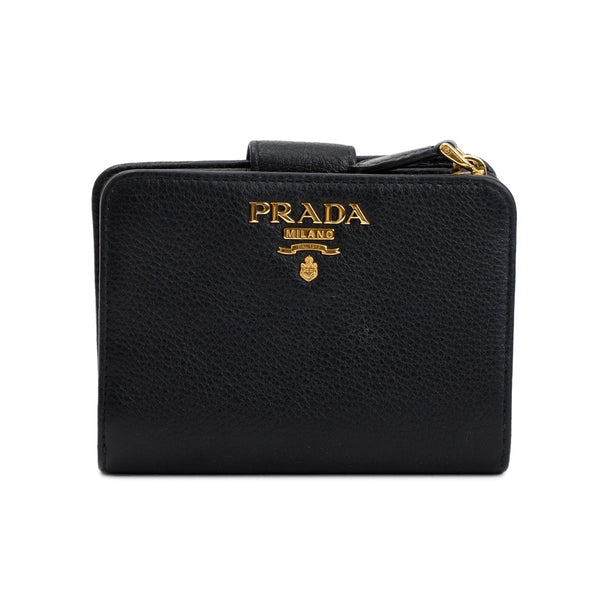 小物 Prada Perforated Leather Compact Wallet Prada Perforated Leather Compact Wallet