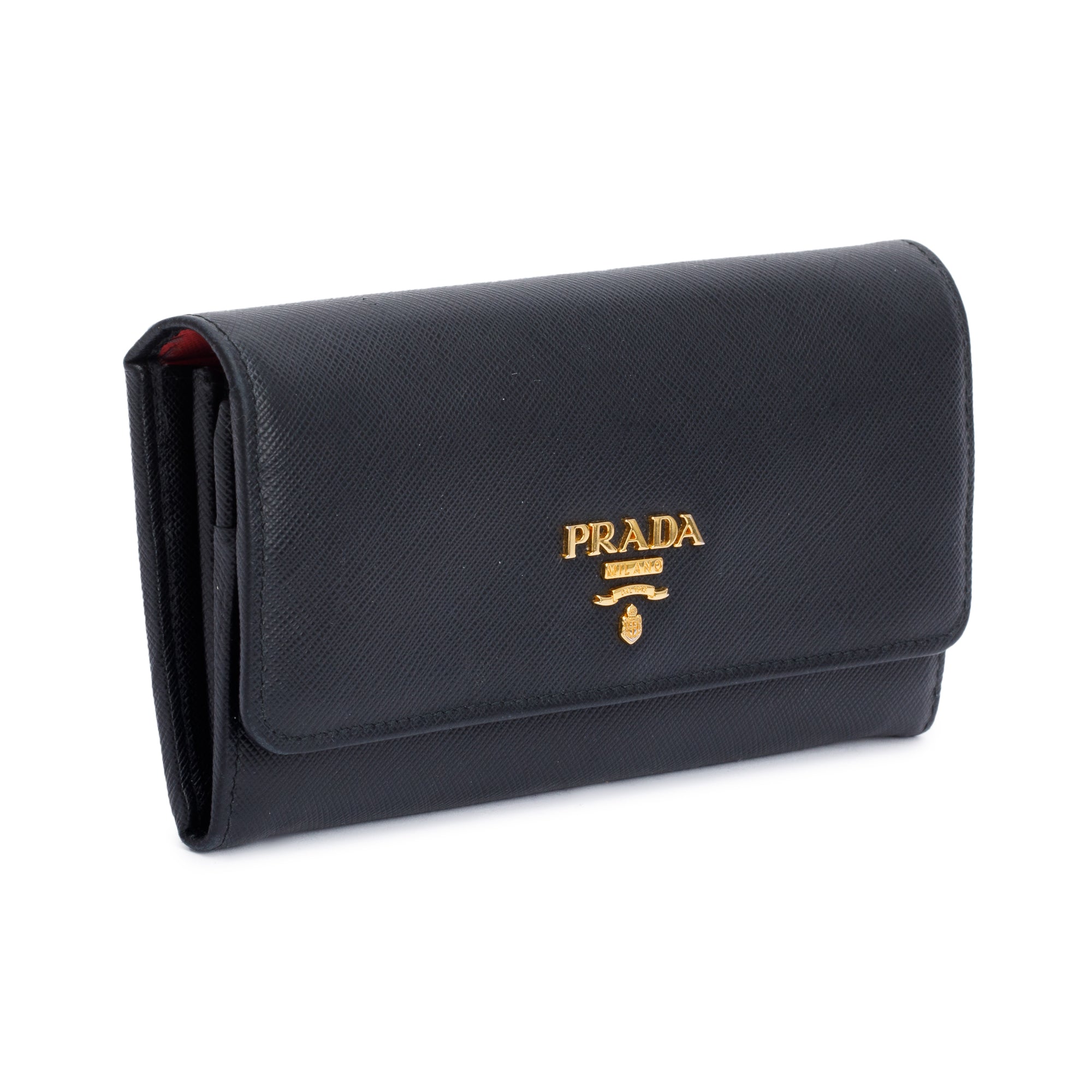 Prada Black Saffiano Leather Continental Wallet