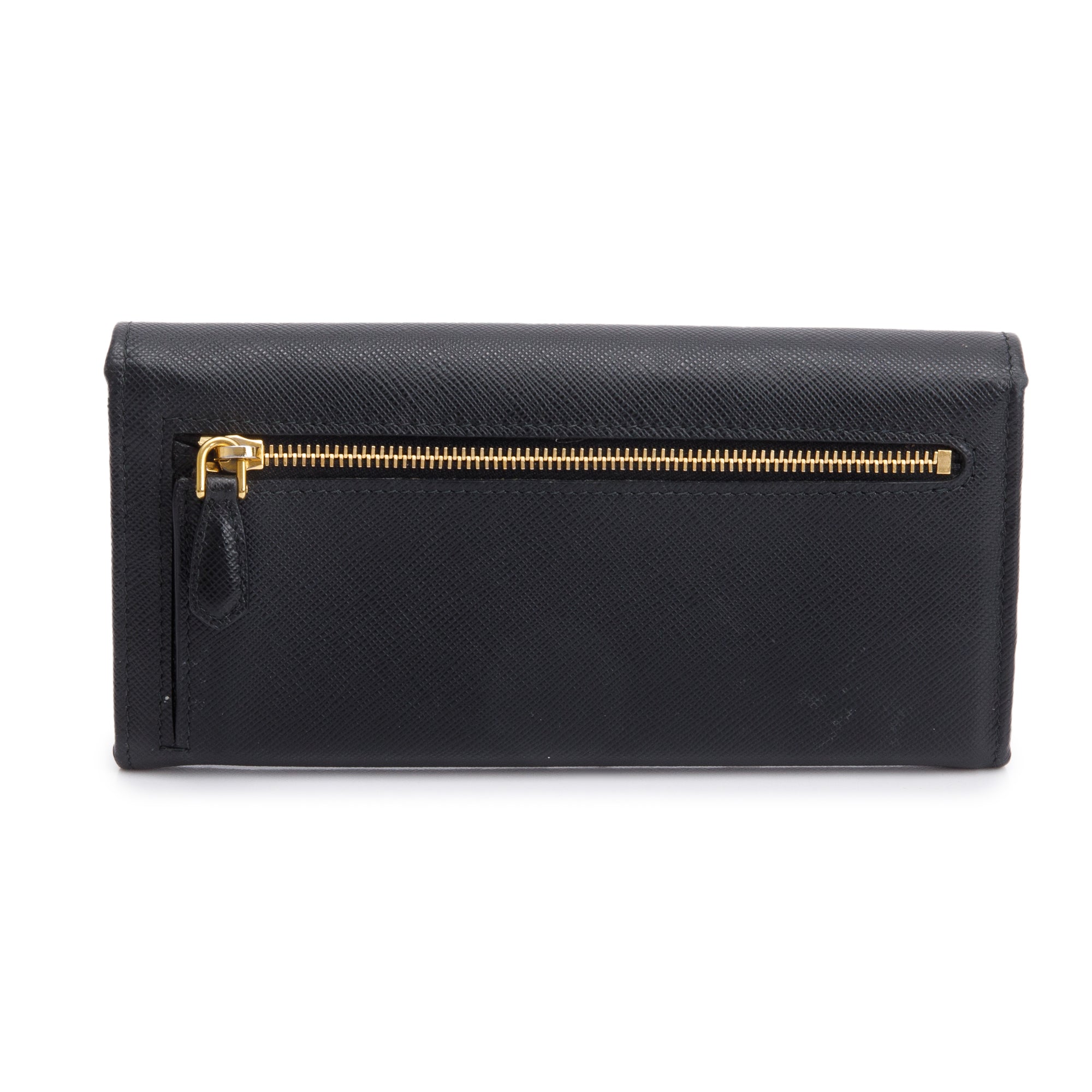 Prada Black Saffiano Leather Continental Wallet w/ Card Holder