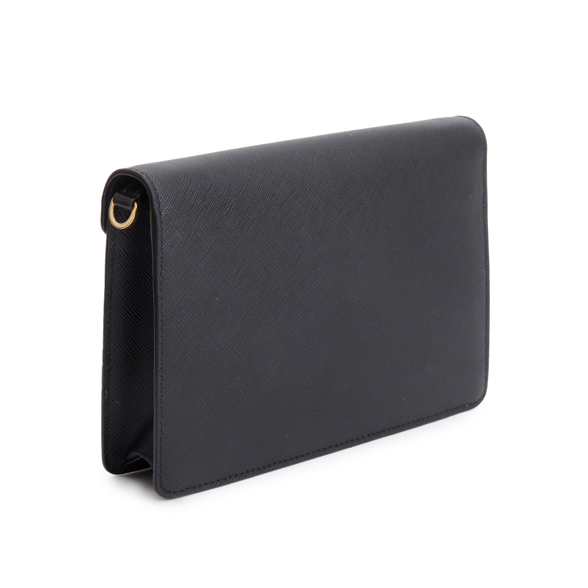 Prada Black Saffiano Leather Envelope Crossbody Bag